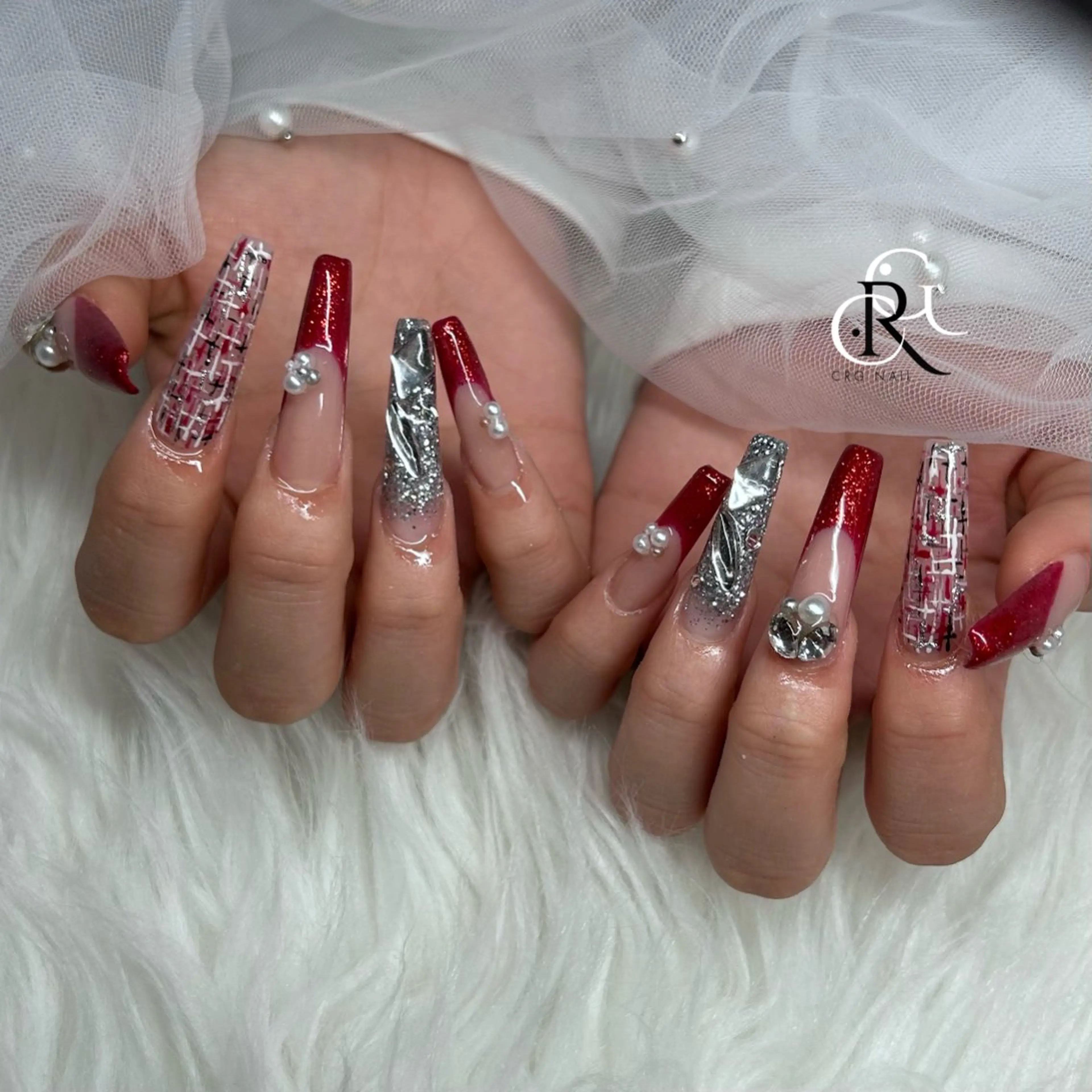 ロング クリスマス ハンドネイル CRGNAIL RENAのネイルデザイン