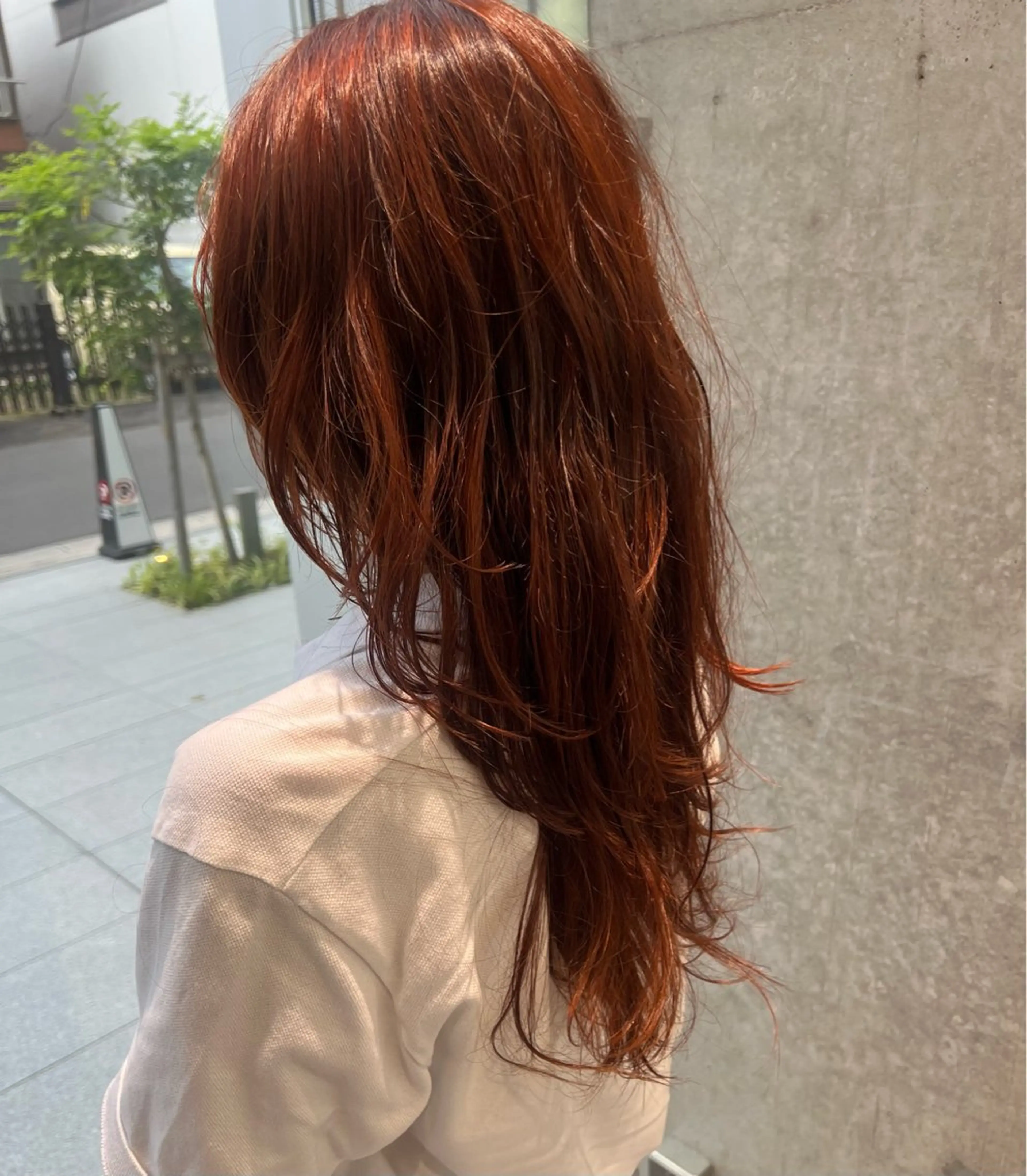 ロング カラー ブリーチ オレンジ レイヤーカット カット ヘアカラー トリートメント 吉沢遣人/レイヤー 艶カラー/抜け感のヘアスタイル