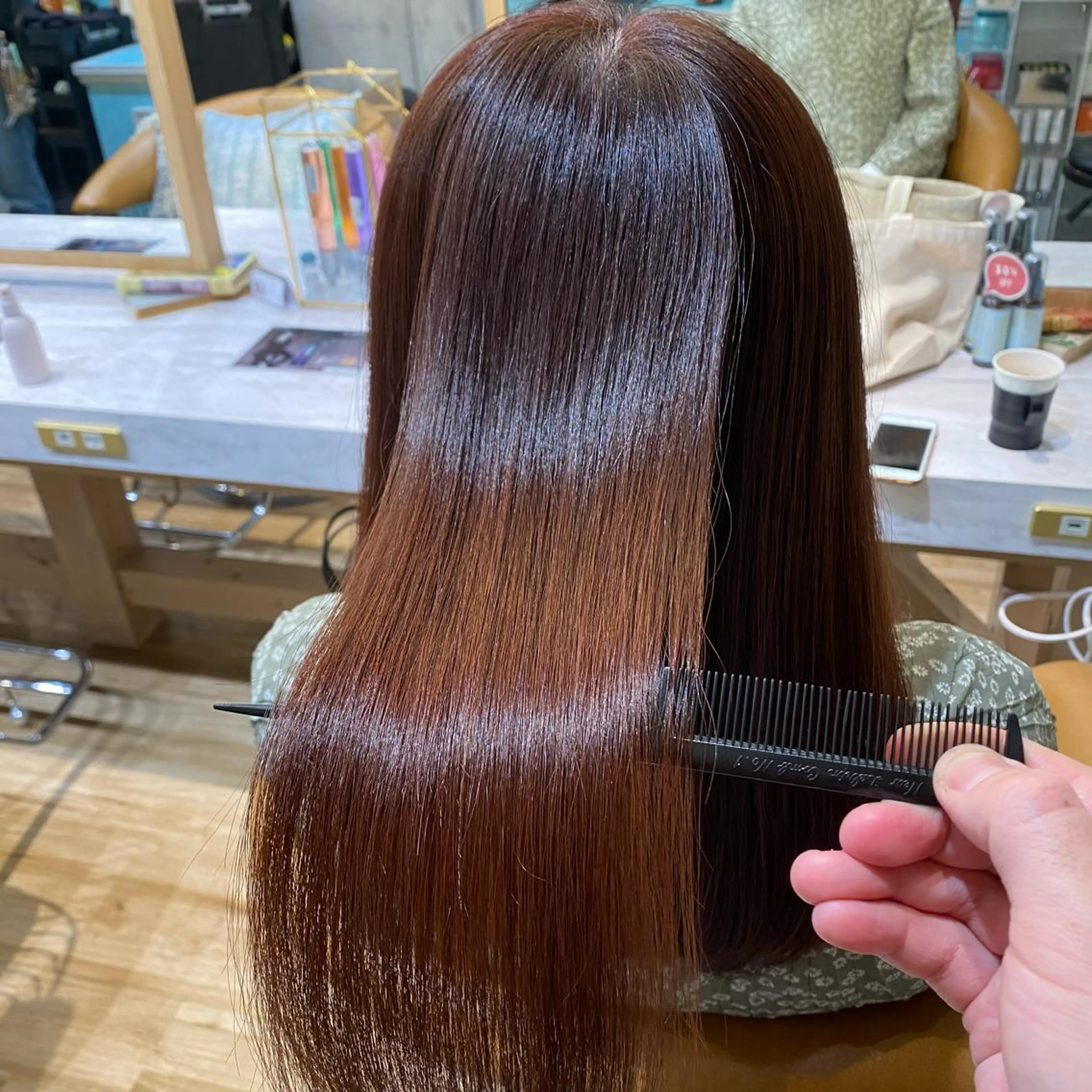 セミロング 髪質改善 縮毛矯正 トリートメント カット ヘアカラー 縮毛矯正 トリートメント 山本翔一郎 韓国顔周りレイヤーのヘアスタイル