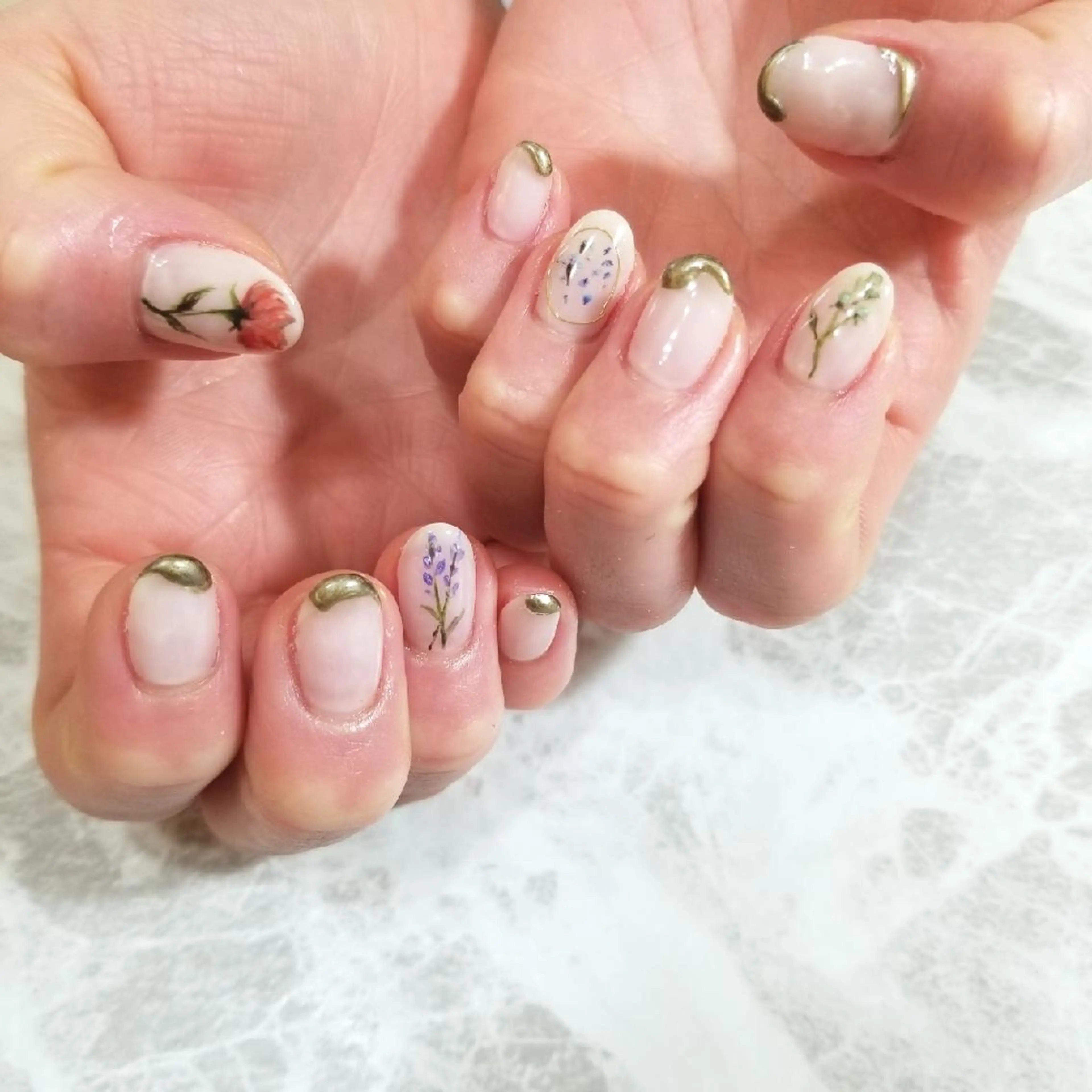 ネイル フラワーネイル ハンドネイル nijiiro🌈 サトウのネイルデザイン