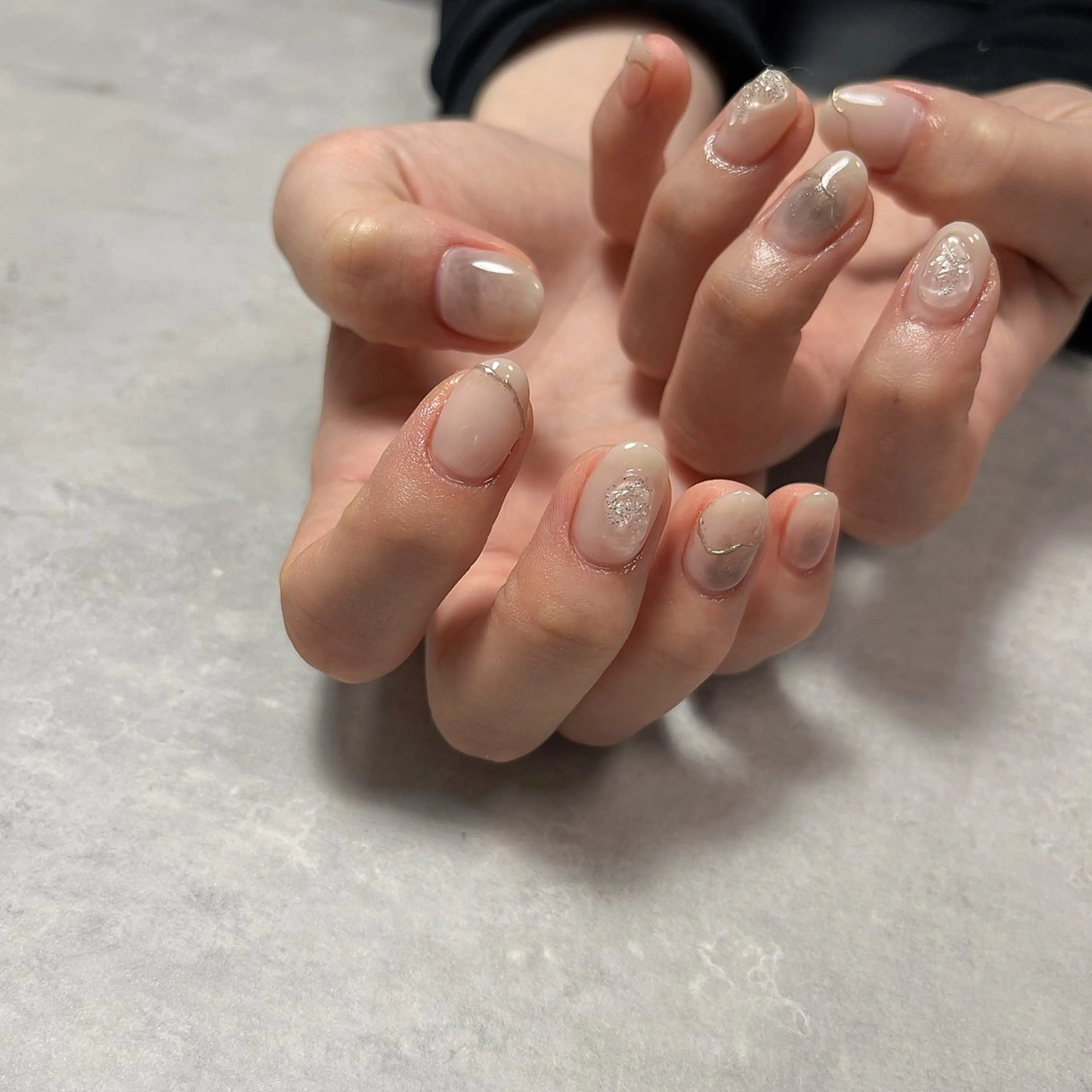 ネイル ニュアンスネイル ぷっくりネイル ショートネイル ハンドネイル pualua miharuのネイルデザイン