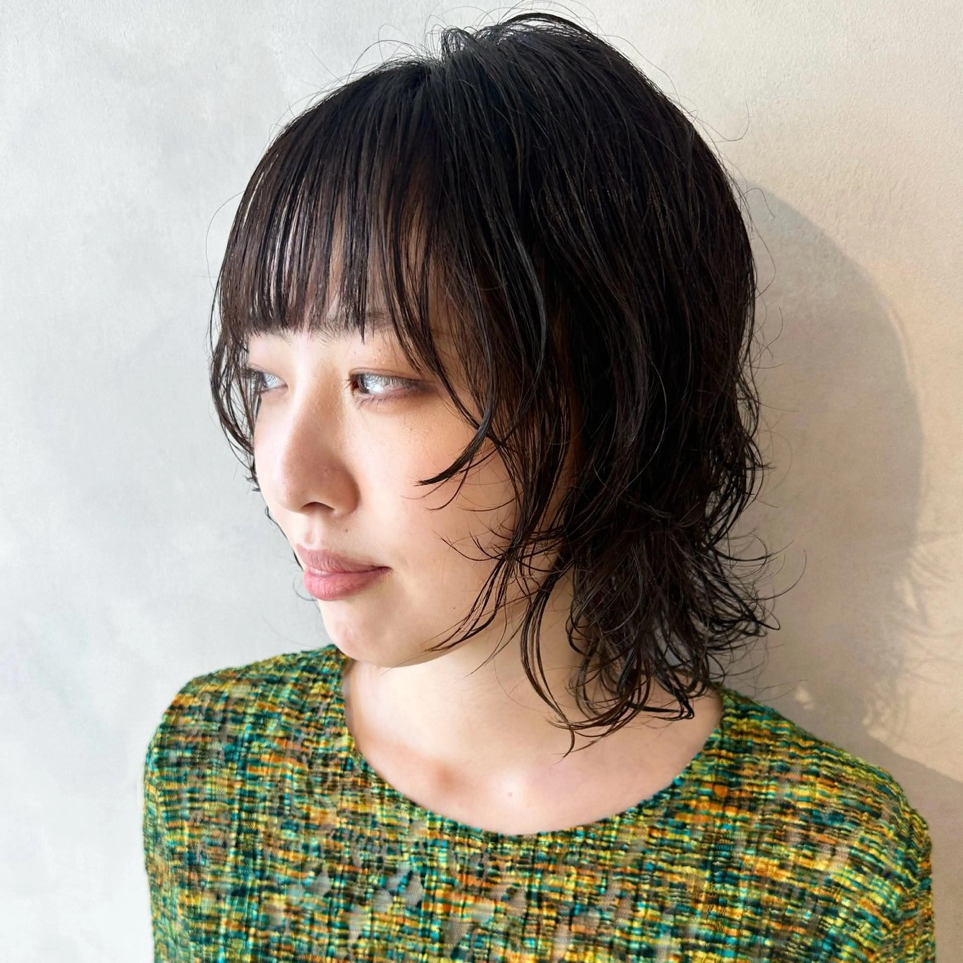 ミディアム パーマ カット パーマ トリートメント デザインカラー/パー マ🦖外岡咲希🦖のヘアスタイル