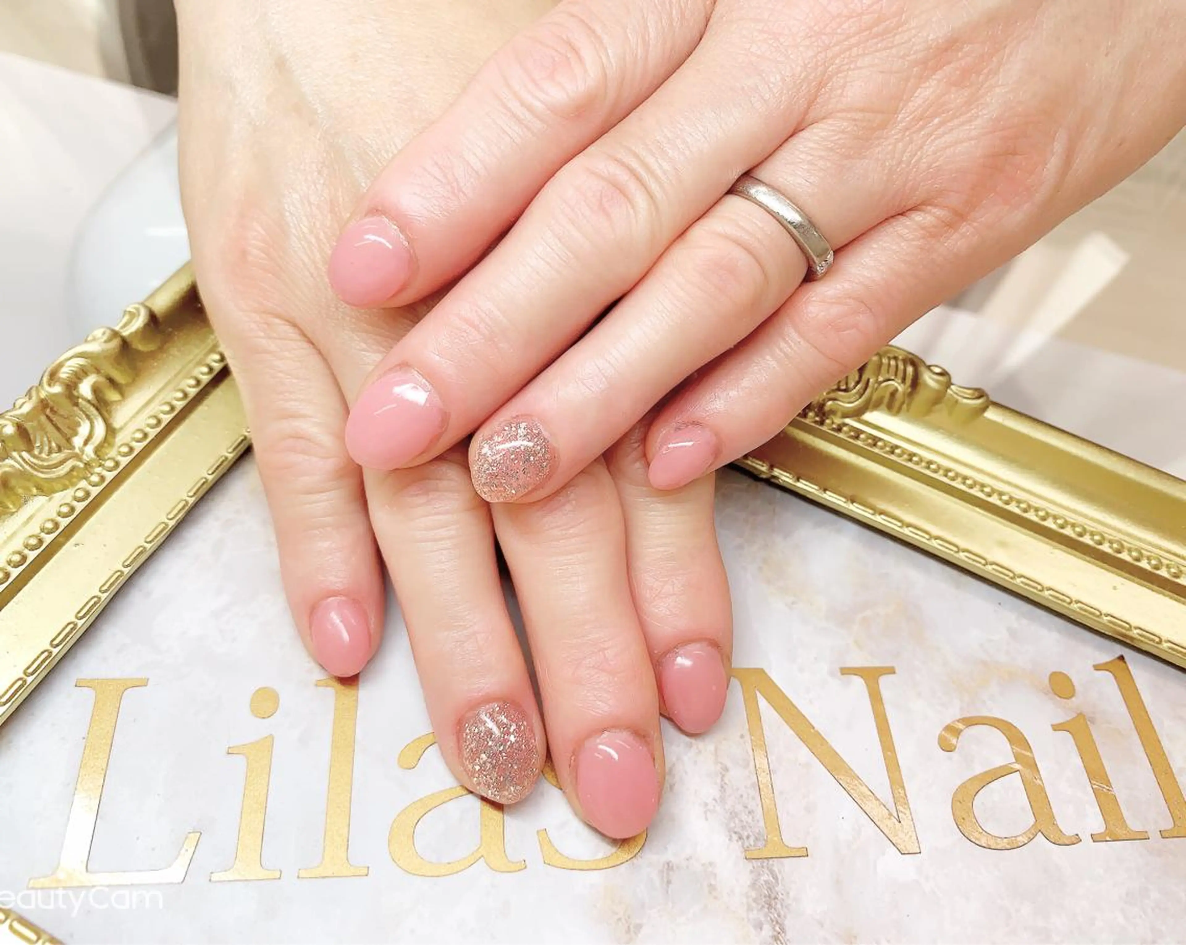 ネイル オフィスネイル ピンク ピンクベージュ シンプルネイル Lilas Nailのネイルデザイン