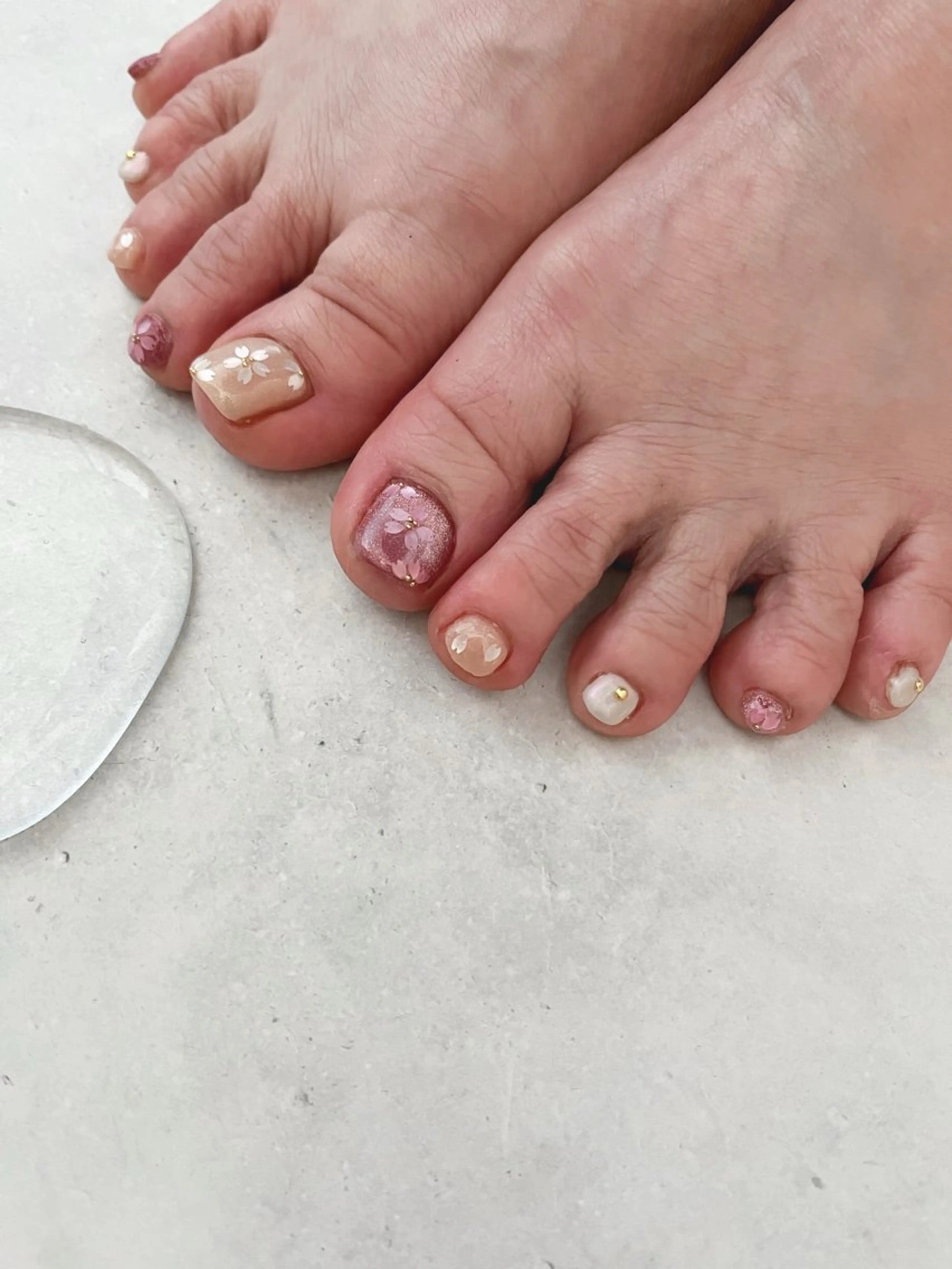 ネイル 桜ネイル フットネイル 春ネイル フットネイル K Aのネイルデザイン