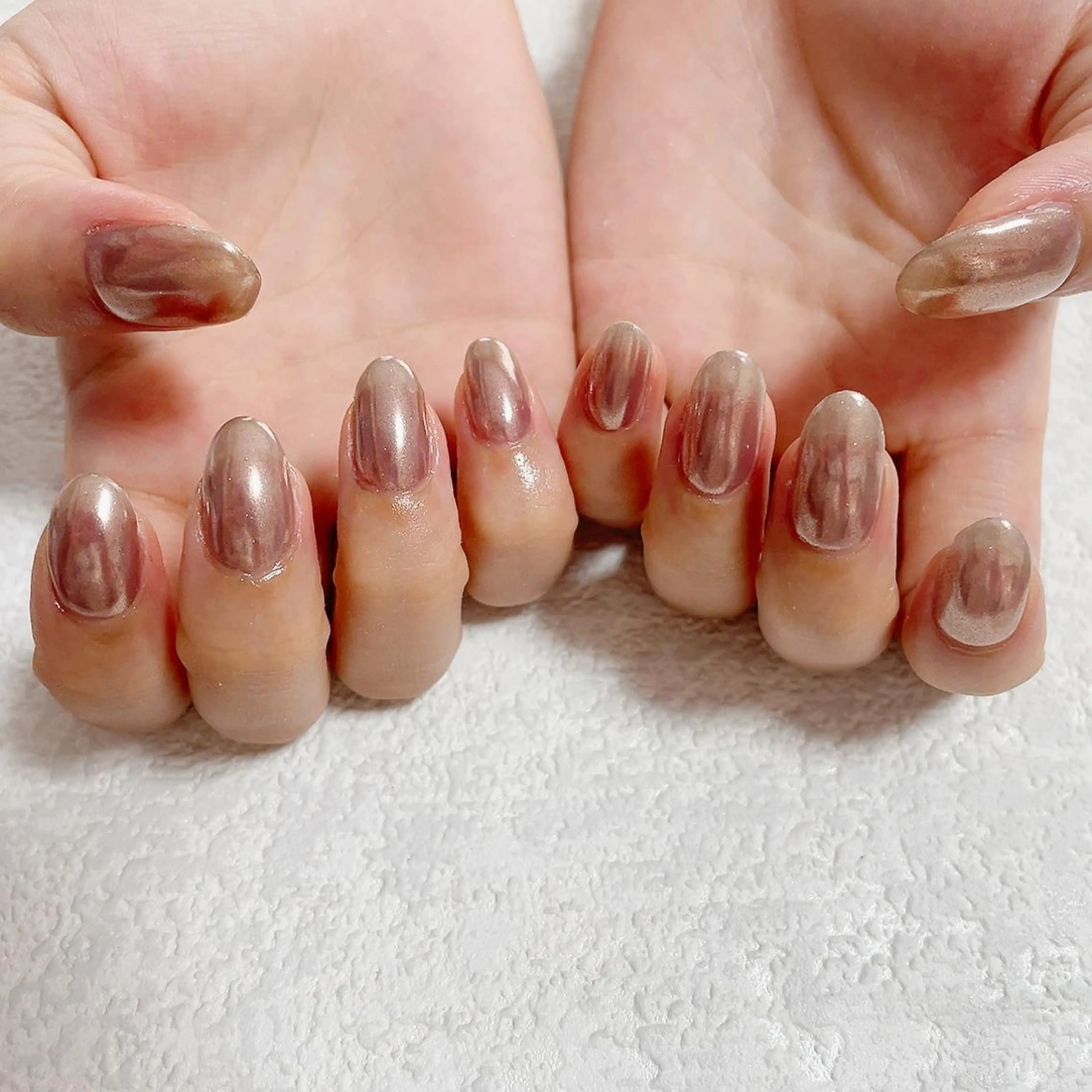 ネイル ブラウン フットネイル ジェルネイル メンズネイル ミラーネイル kiki nail たまプラーザのネイルデザイン