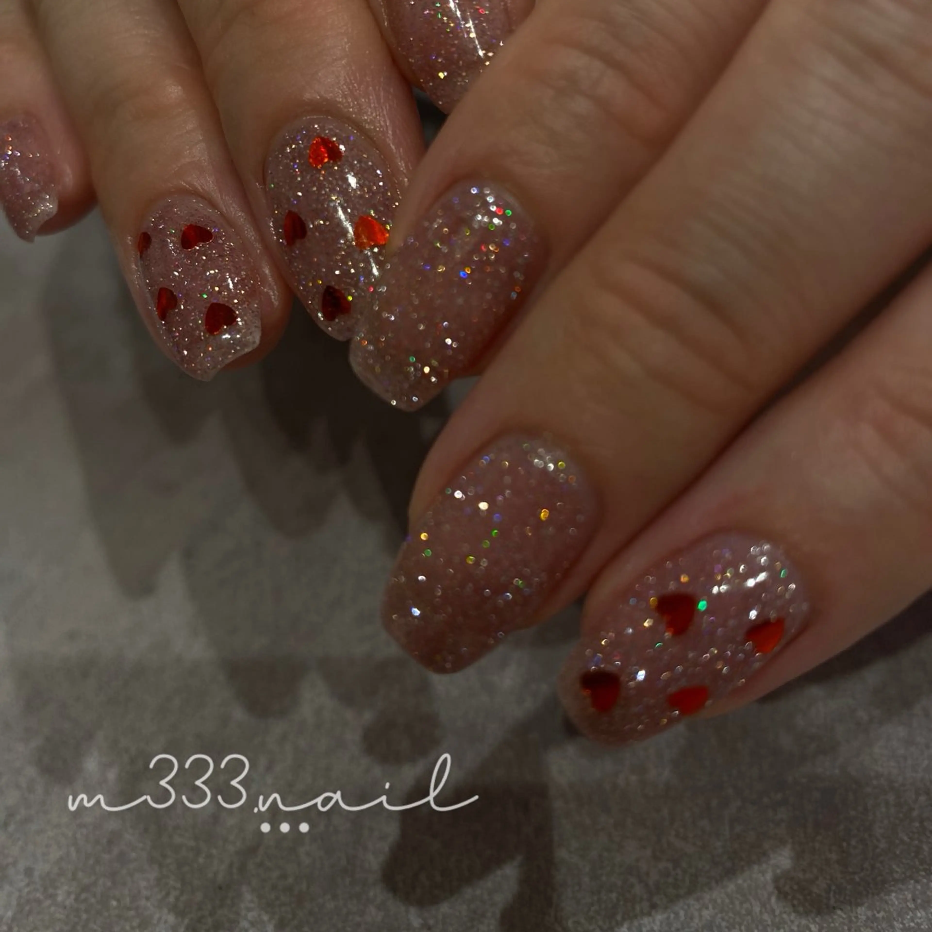 ネイル フラッシュネイル ハート キラキラネイル ハンドネイル MILE. mukonosouのネイルデザイン