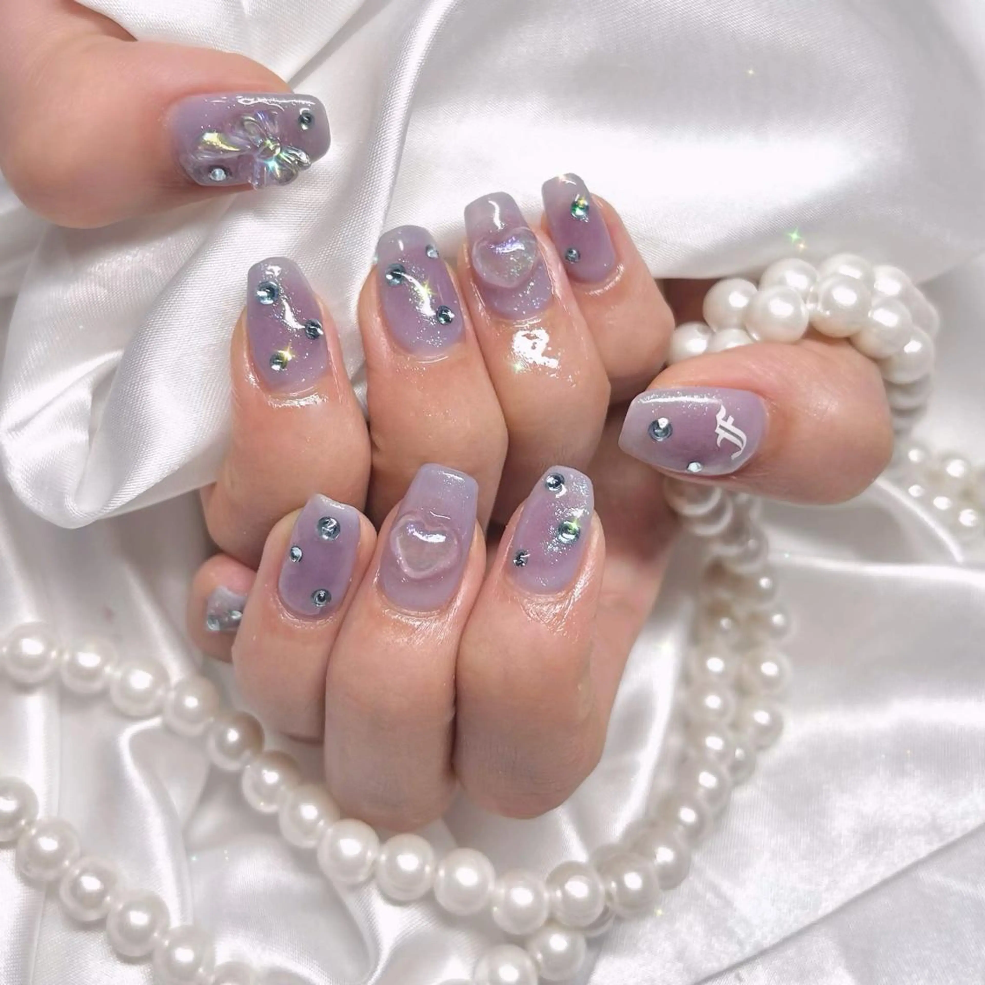 ネイル オーロラネイル チークネイル クリアネイル 韓国ネイル 夏ネイル élu by Noriko 前原のネイルデザイン