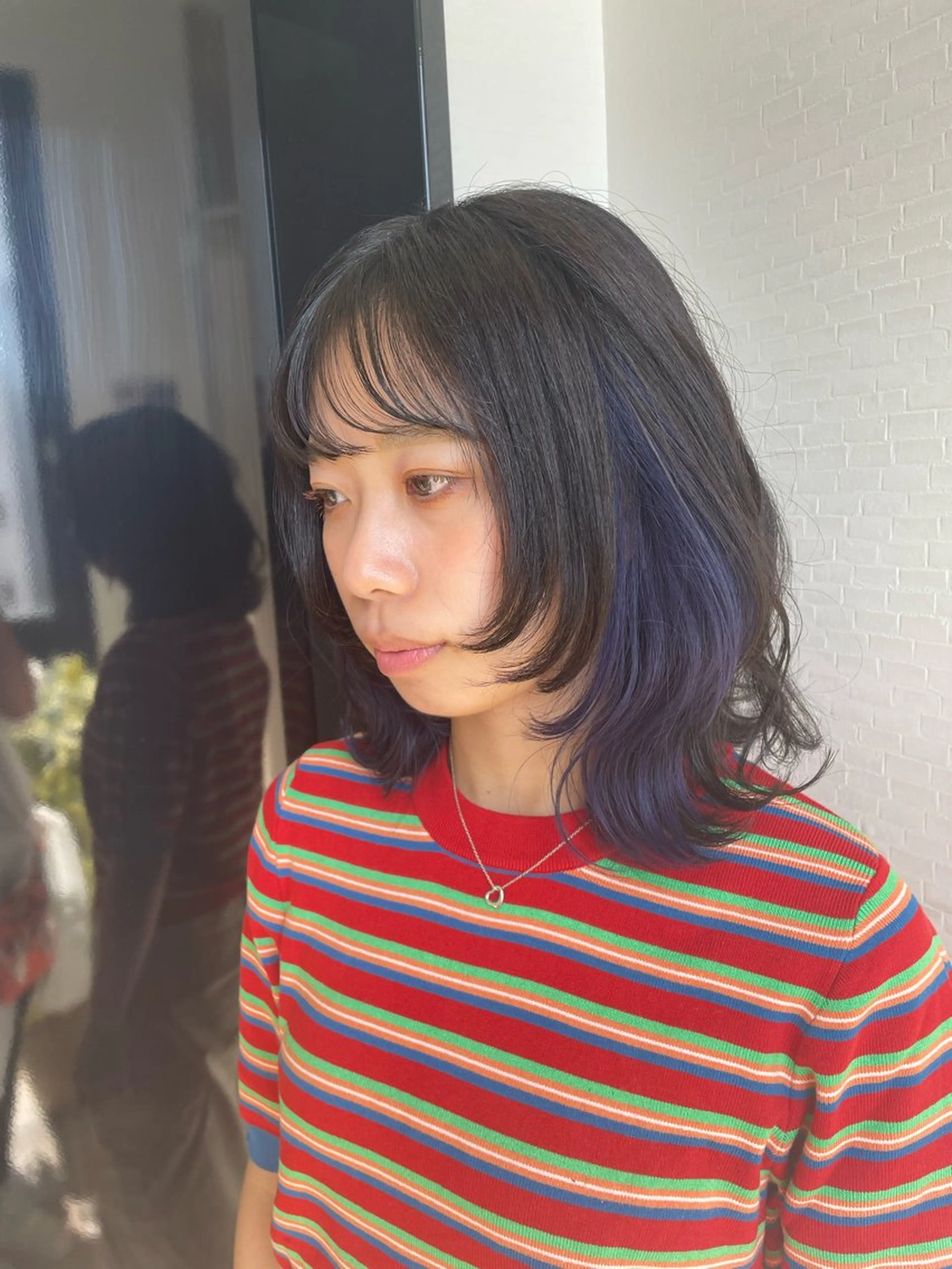 セミロング カラー ブルーカラー ブルーラベンダー ラベンダーカラー シルバー 顔周りカット カット ヘアカラー トリートメント YUI/ ブリーチカラー🌷のヘアスタイル