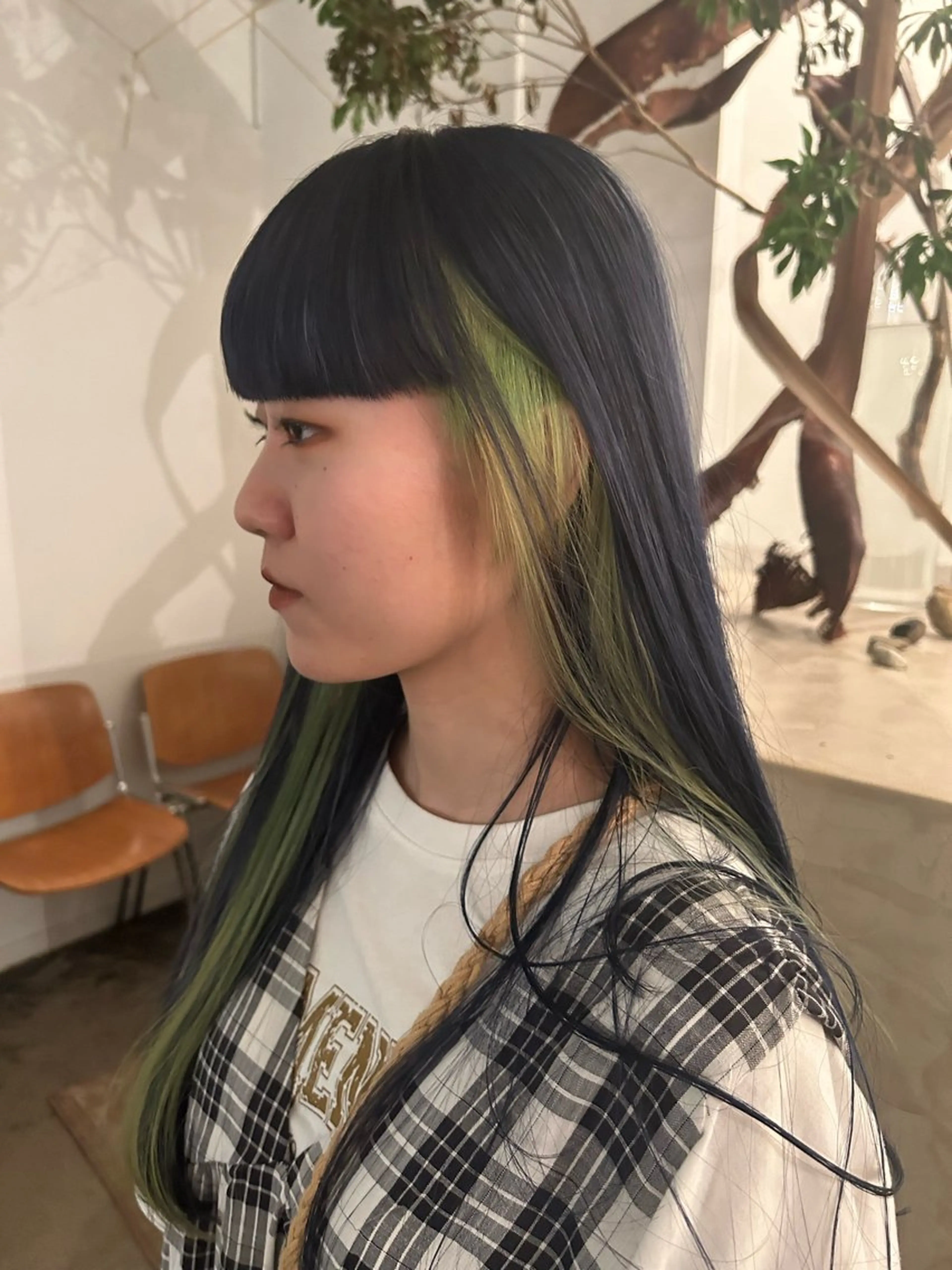 ロング カラー デザインカラー ネイビーカラー Terve. 水野 菜々香のヘアスタイル