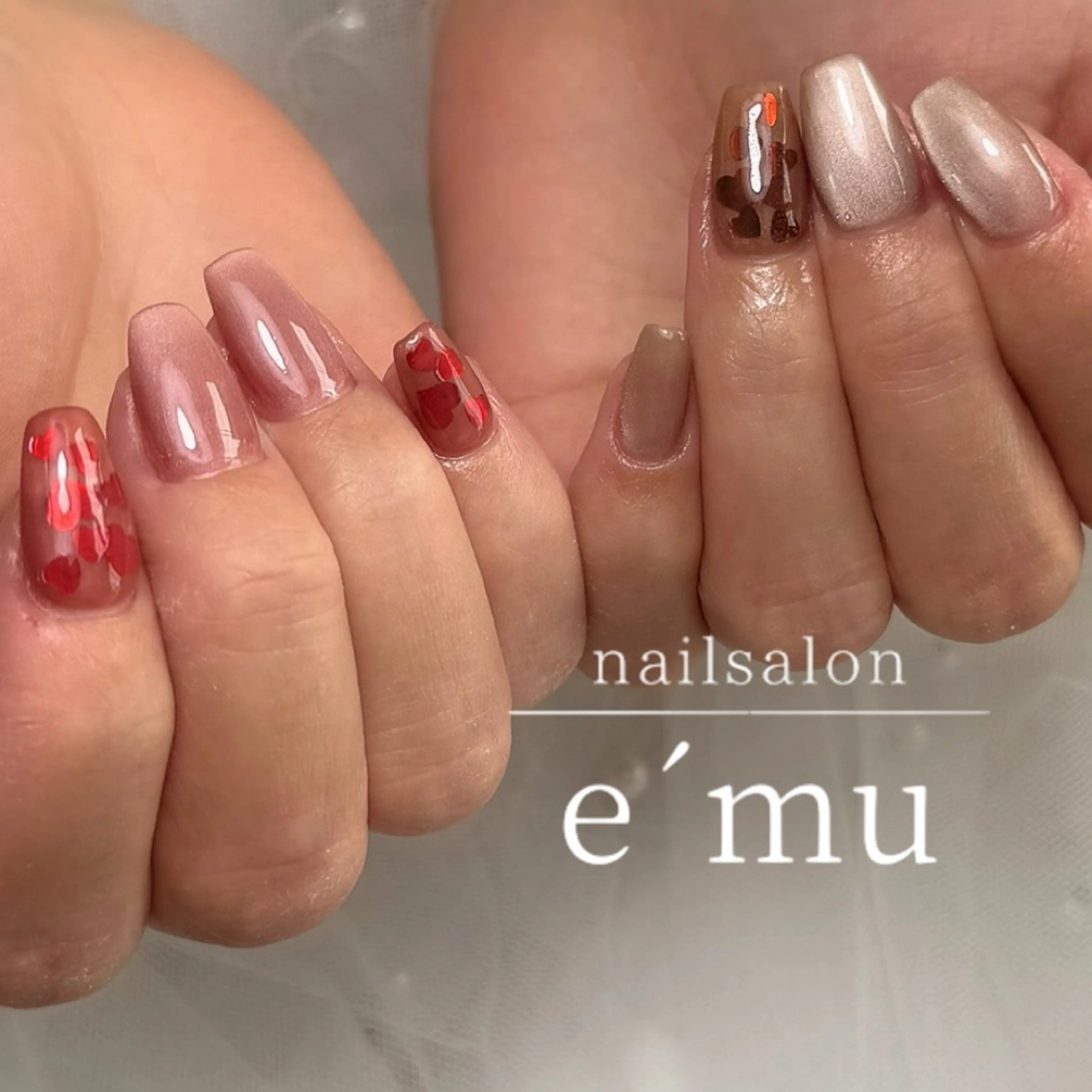 ネイル ハート ハンドネイル nailsalon e´muのネイルデザイン