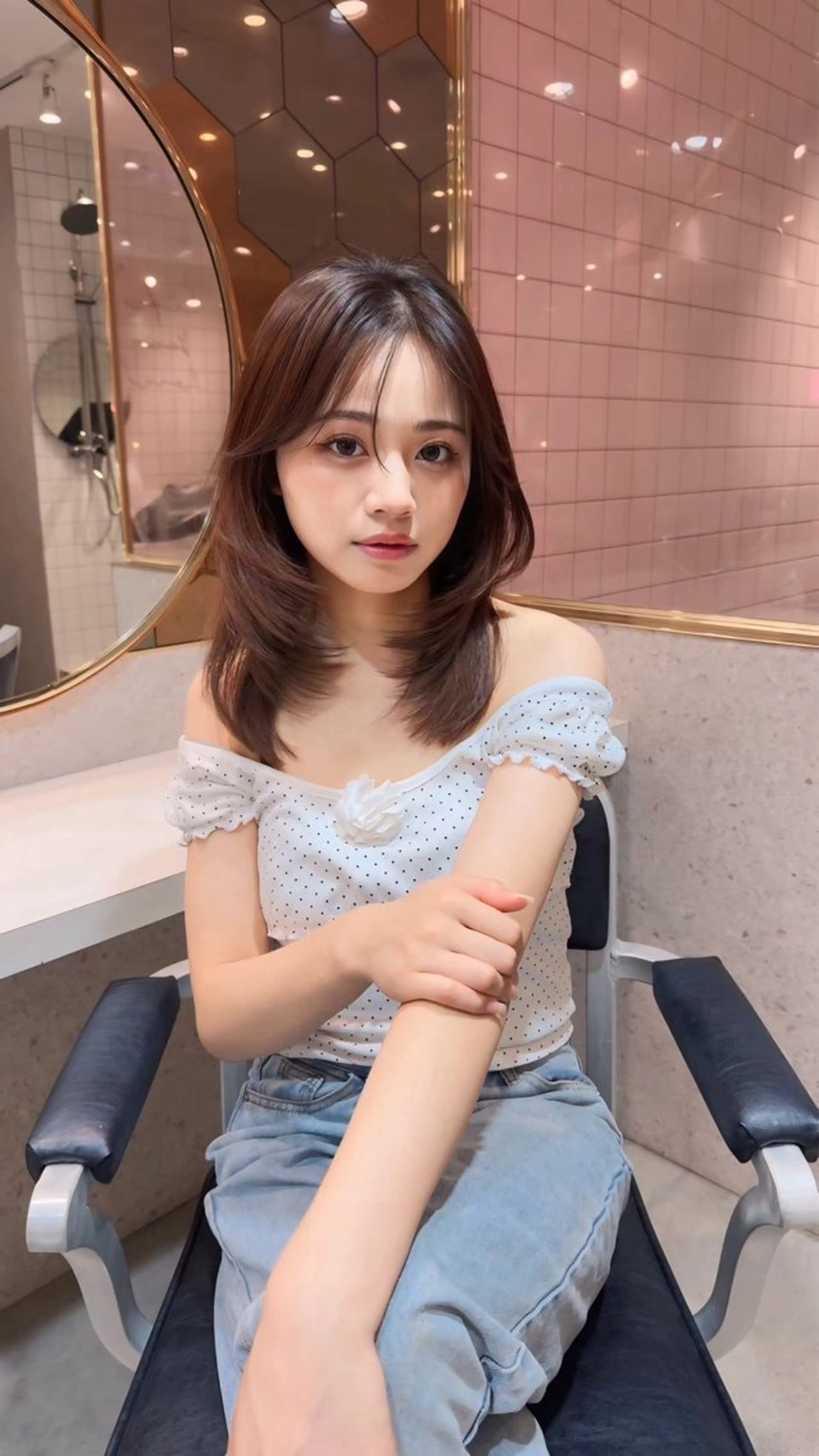 ミディアム カット ヘアカラー トリートメント 新宿/髪質改善/ボブ 韓国レイヤー大重聖斗のヘアスタイル