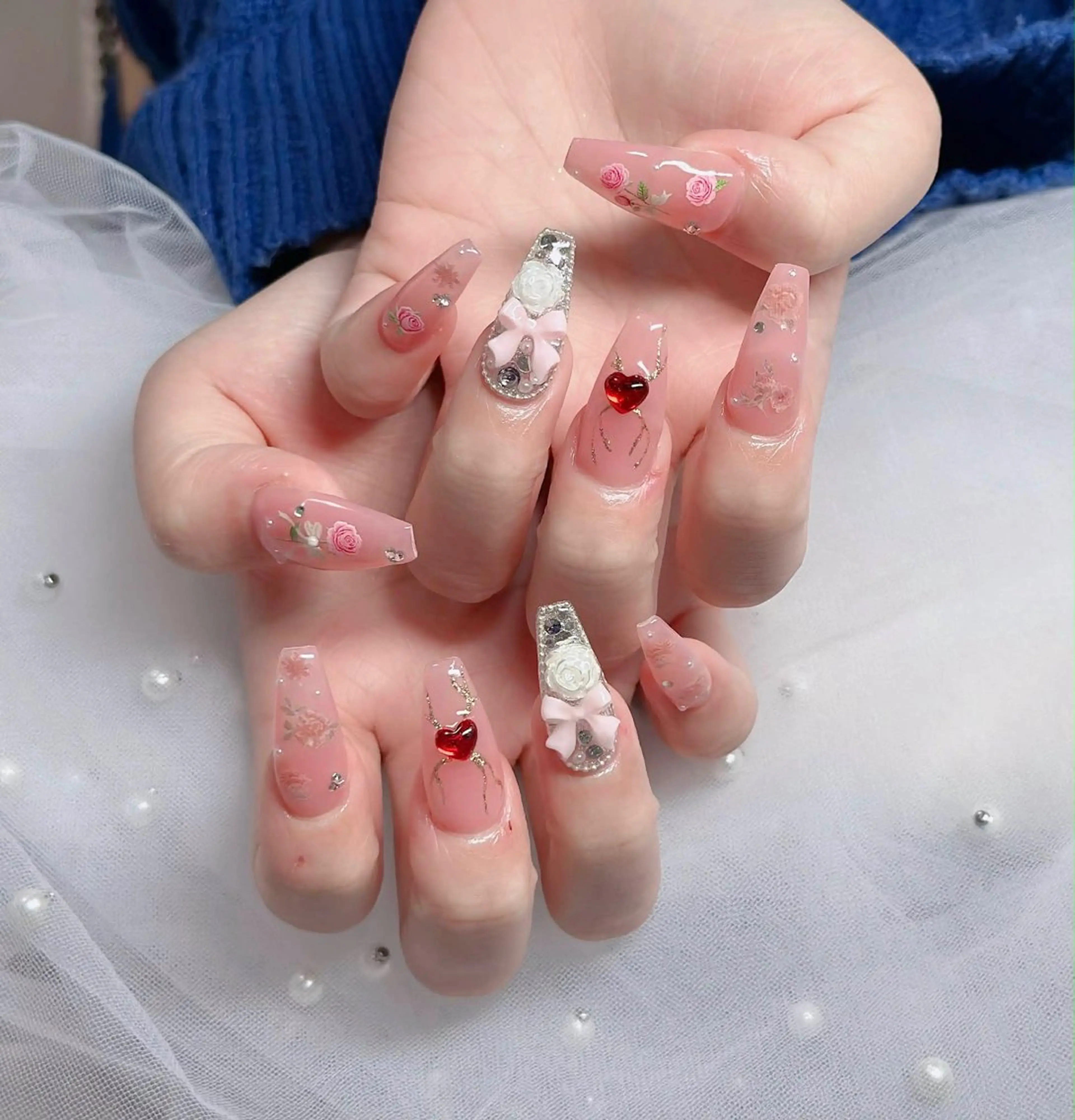 ネイル アートネイル ボルドー フレンチネイル ジェルネイル 氷ネイル・うるうるネイル ハンドネイル H.baby Nail Salonのネイルデザイン
