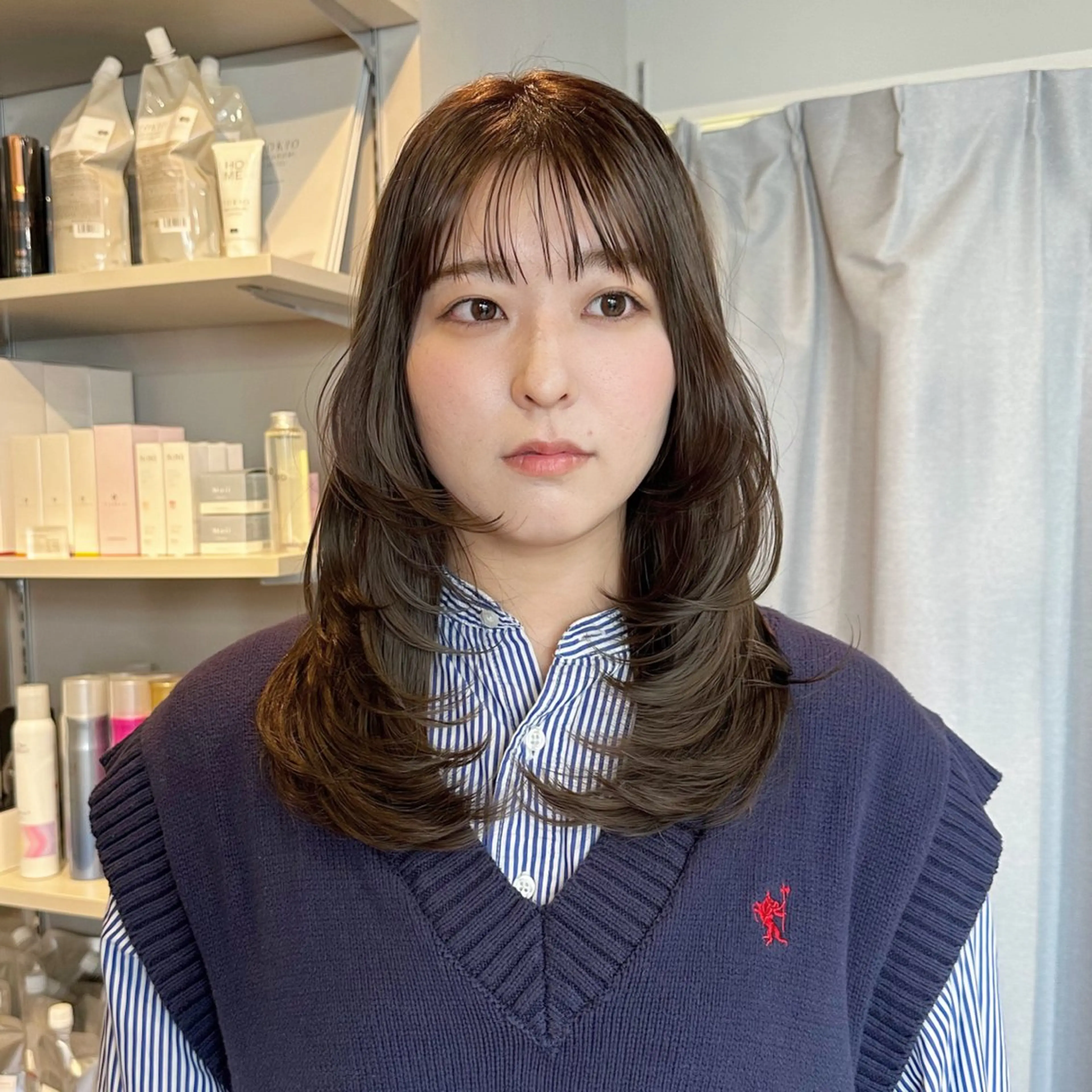 セミロング レイヤーカット KURO/韓国ヘア /レイヤーカットのヘアスタイル