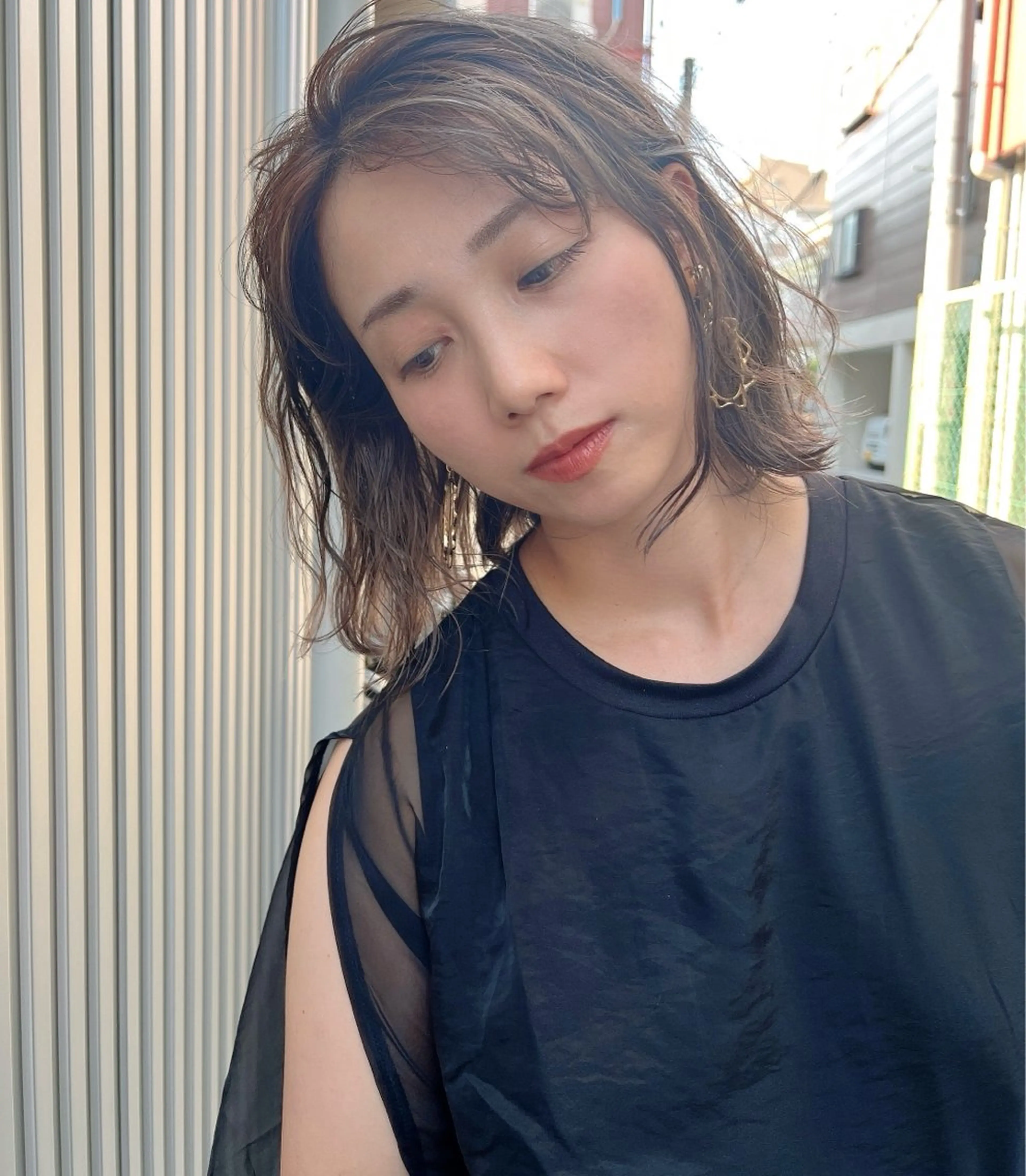 ミディアム カラー ハイライトカラー ハイライト ヘアカラー ハイトーン /愛子のヘアスタイル