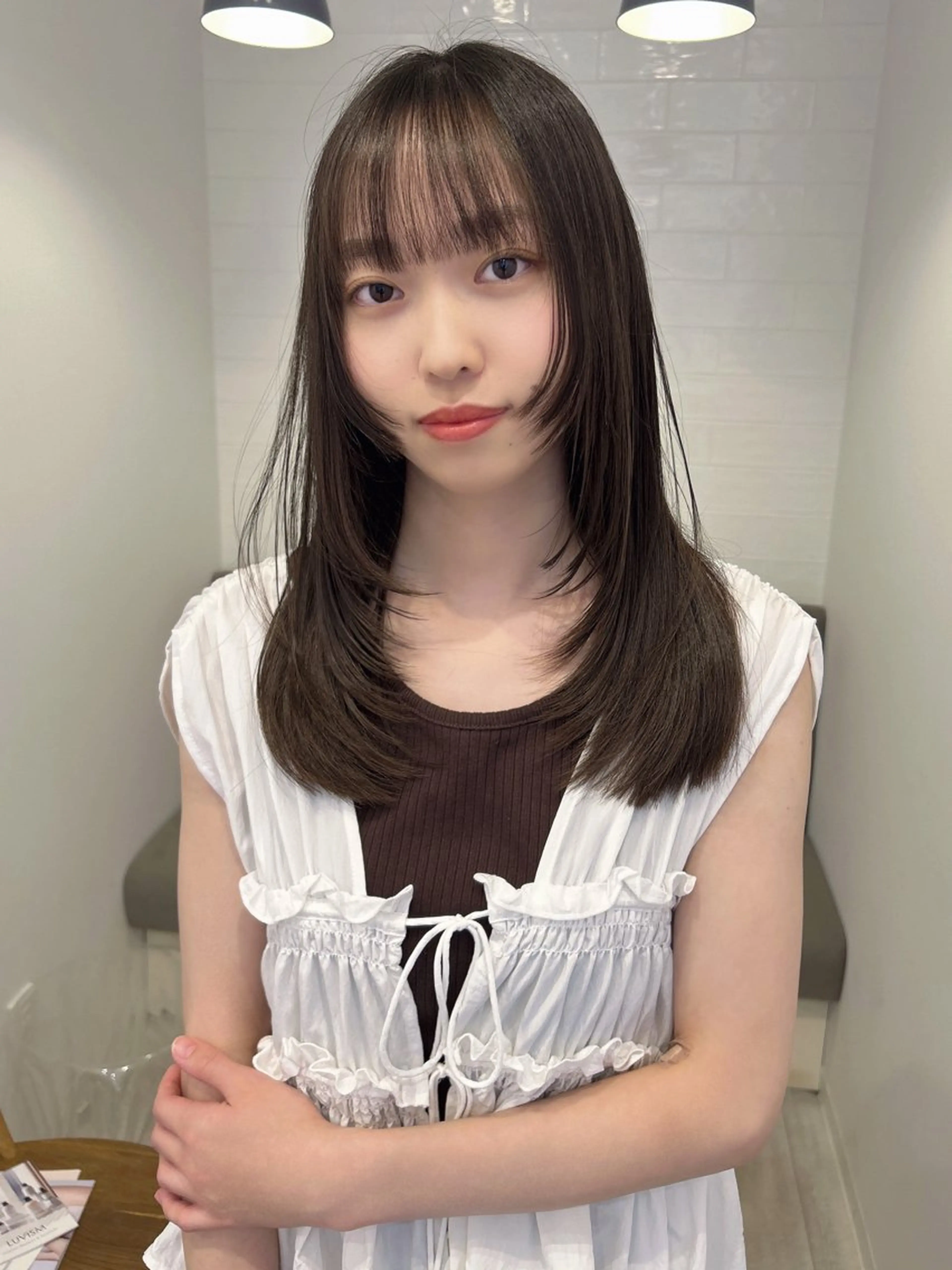 ミディアム レイヤーカット/長岡 グレージュ/マユ🎀のヘアスタイル