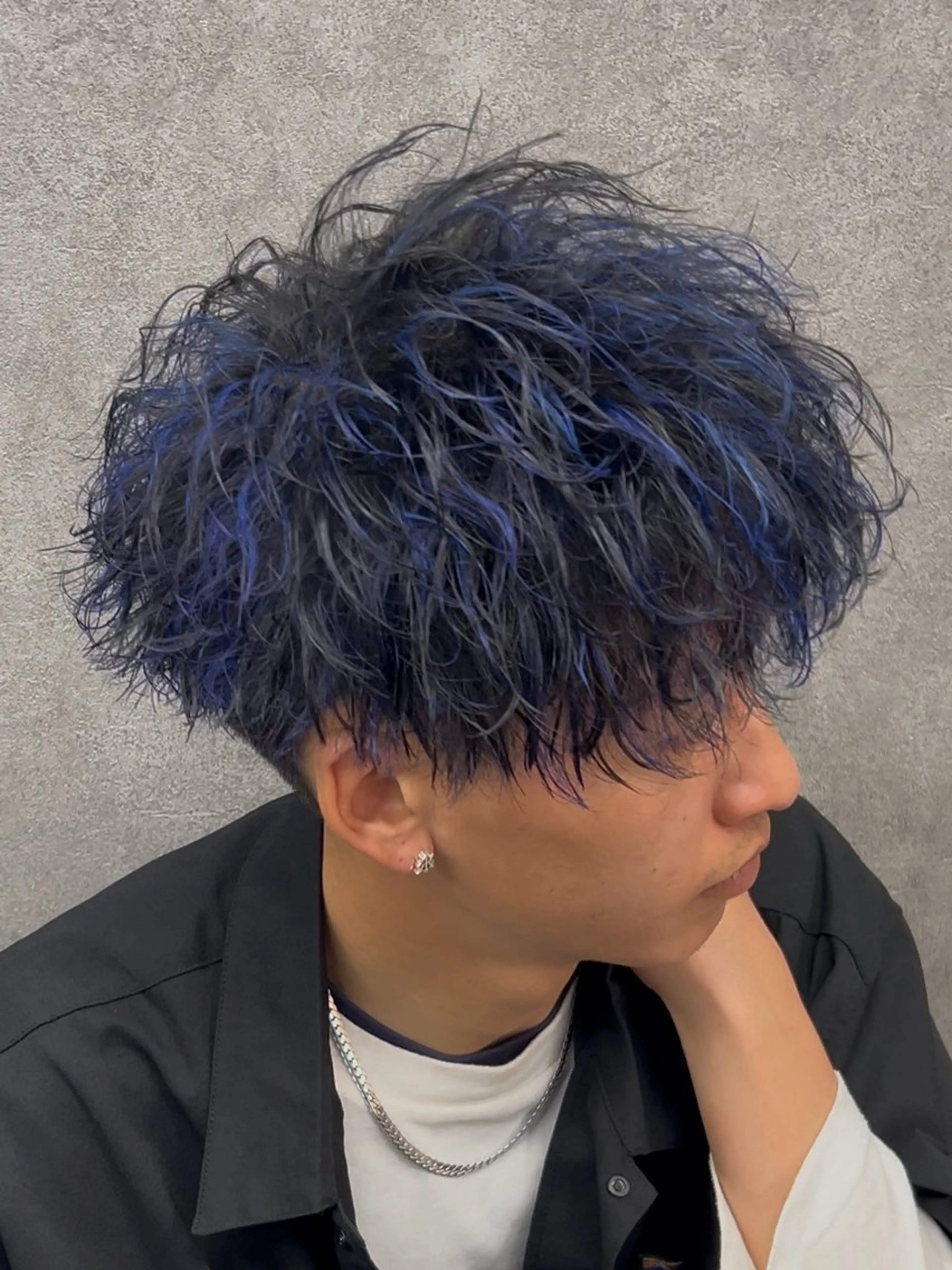 ショート カラー パーマ メンズ メンズパーマ 波巻きパーマ デザインカラー カット ヘアカラー メンズウルフ特化🐺 🔥長山耕大🔥のヘアスタイル