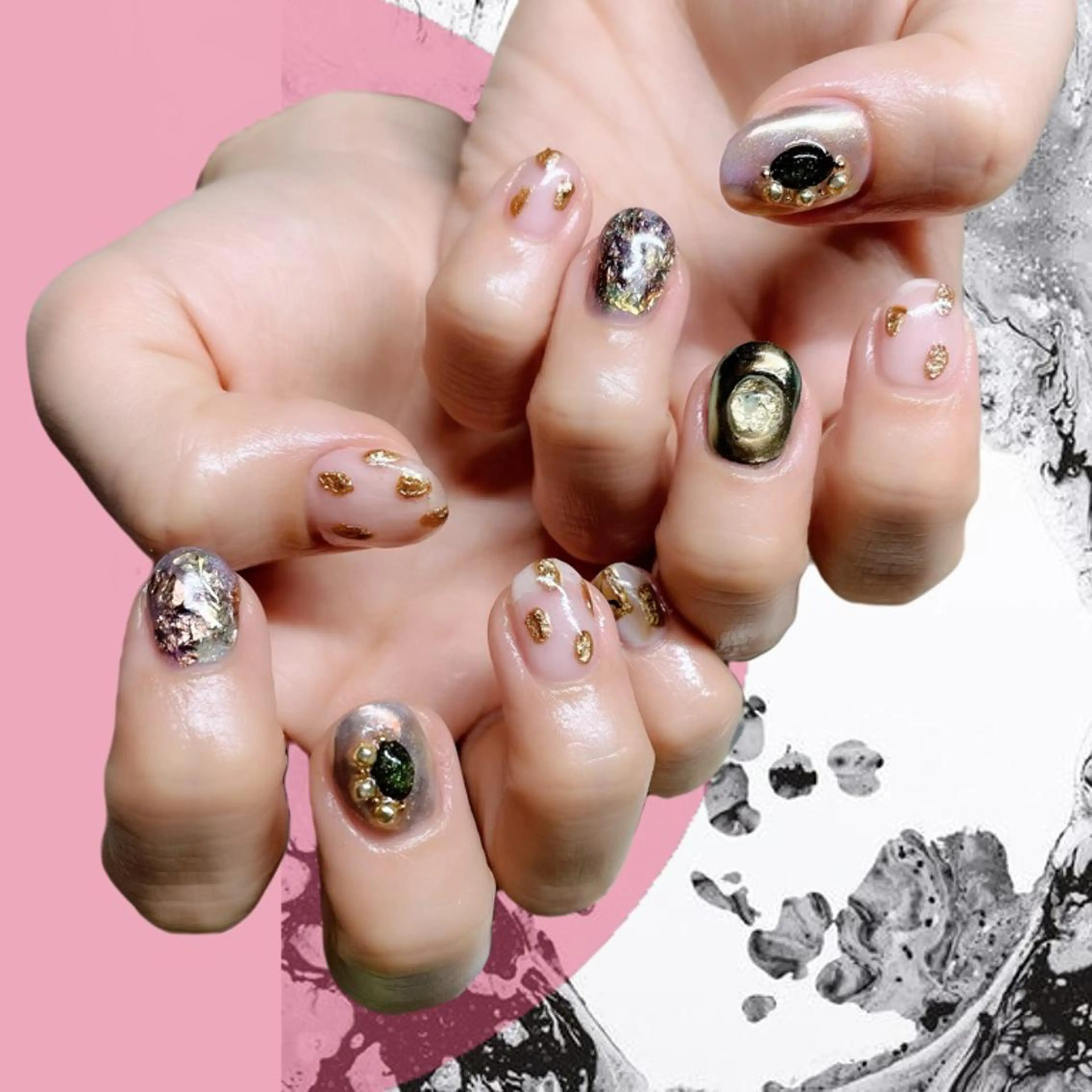 ネイル オーロラネイル 氷ネイル・うるうるネイル 韓国ネイル マグネットネイル ミラーネイル VOLLMOND nailのネイルデザイン