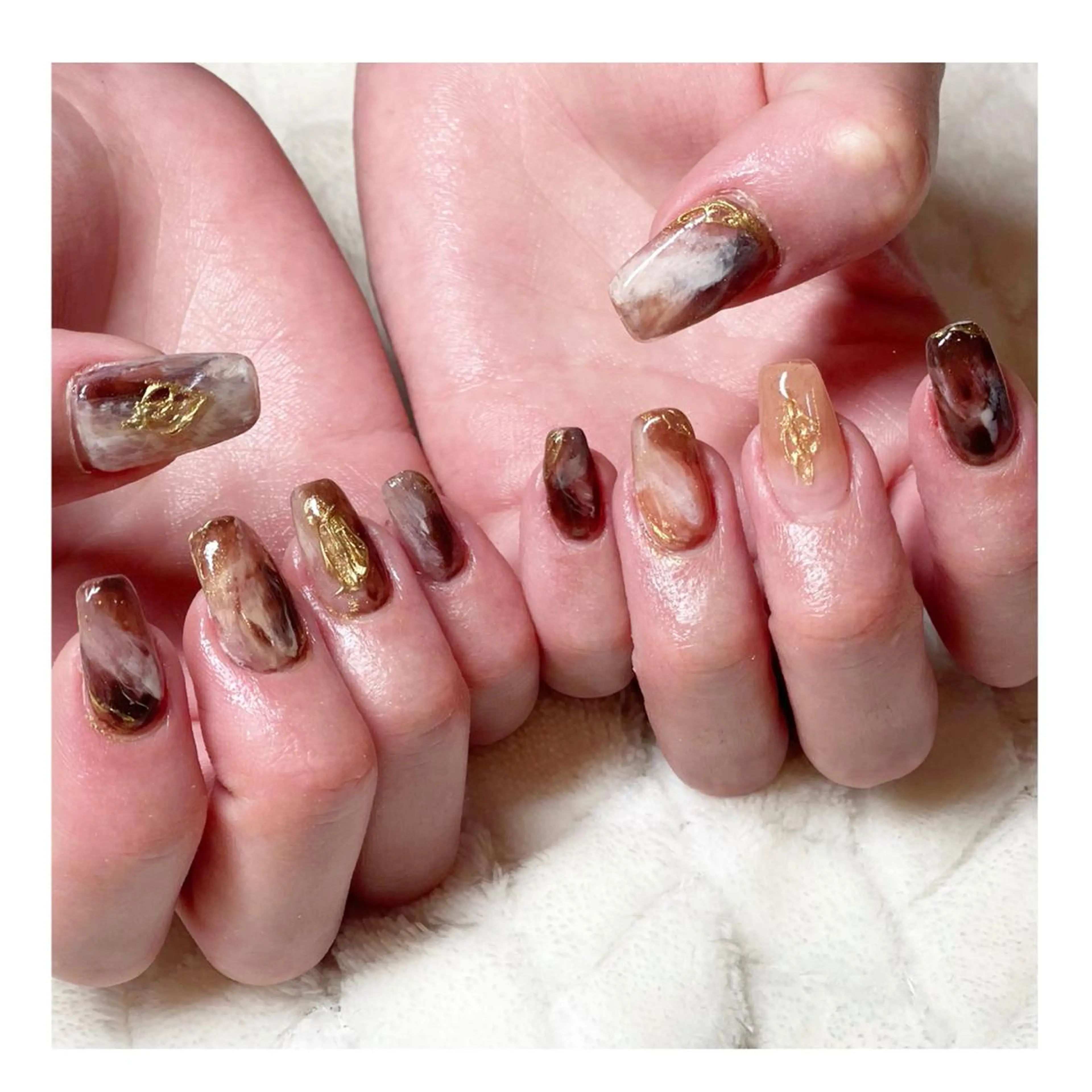 ネイル ジェルネイル 大理石ネイル(マーブル) ニュアンスネイル ハンドネイル LaLa Peach 福岡のマツエク・マツパデザイン