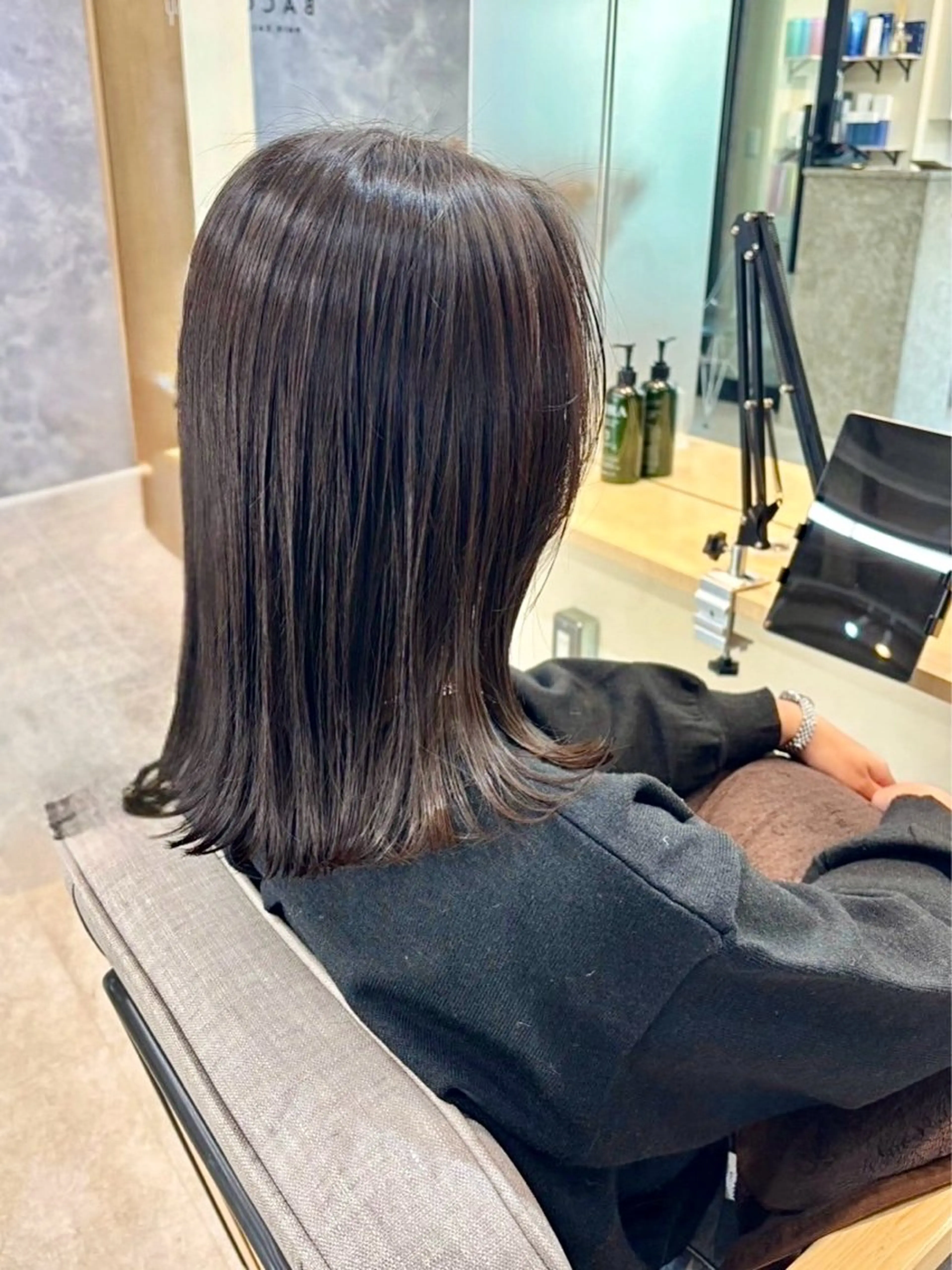 ミディアム ヘアカラー トリートメント 桜木町2分/くびれ /ボブ/ナチュラルのヘアスタイル