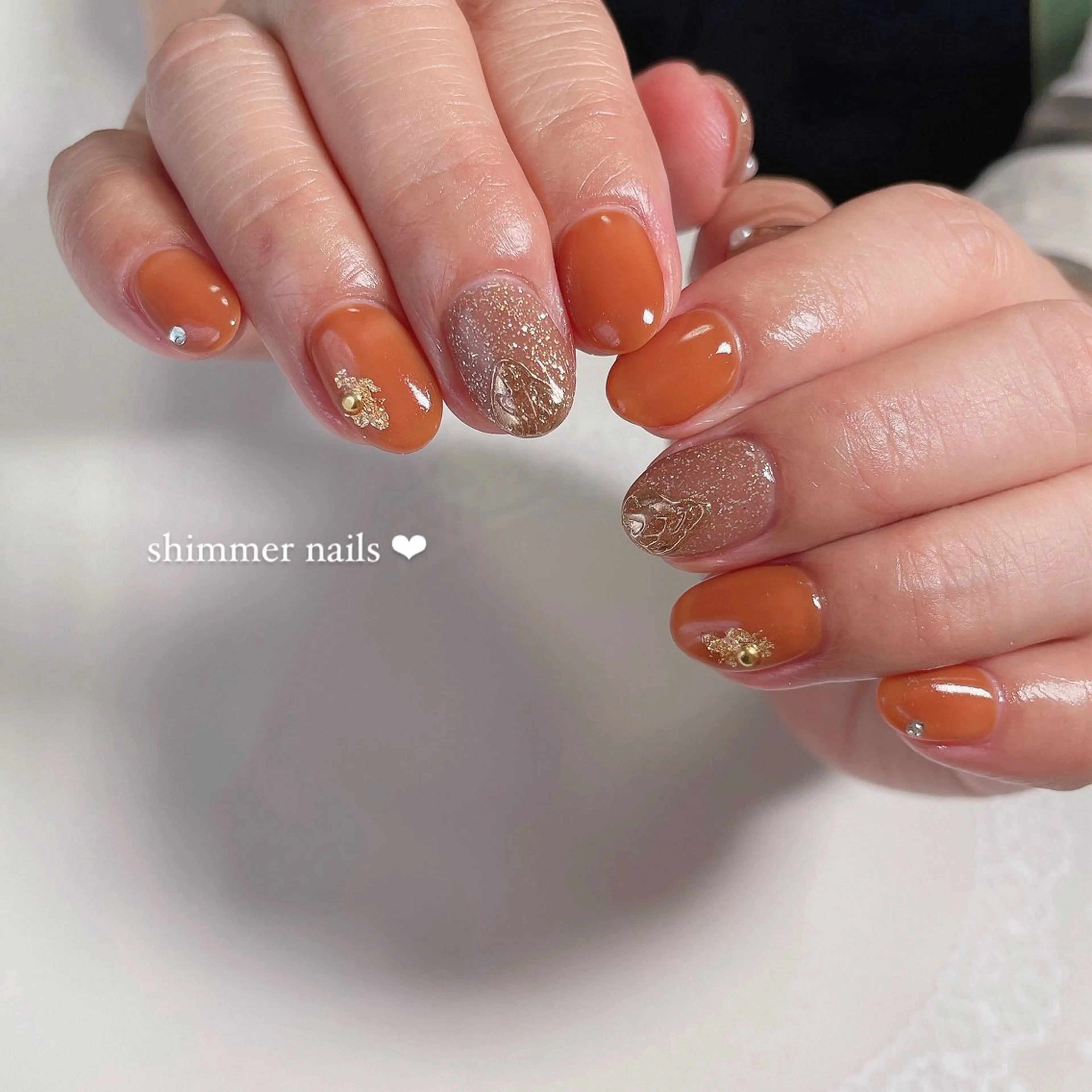 ネイル オレンジ shimmer nailsのネイルデザイン
