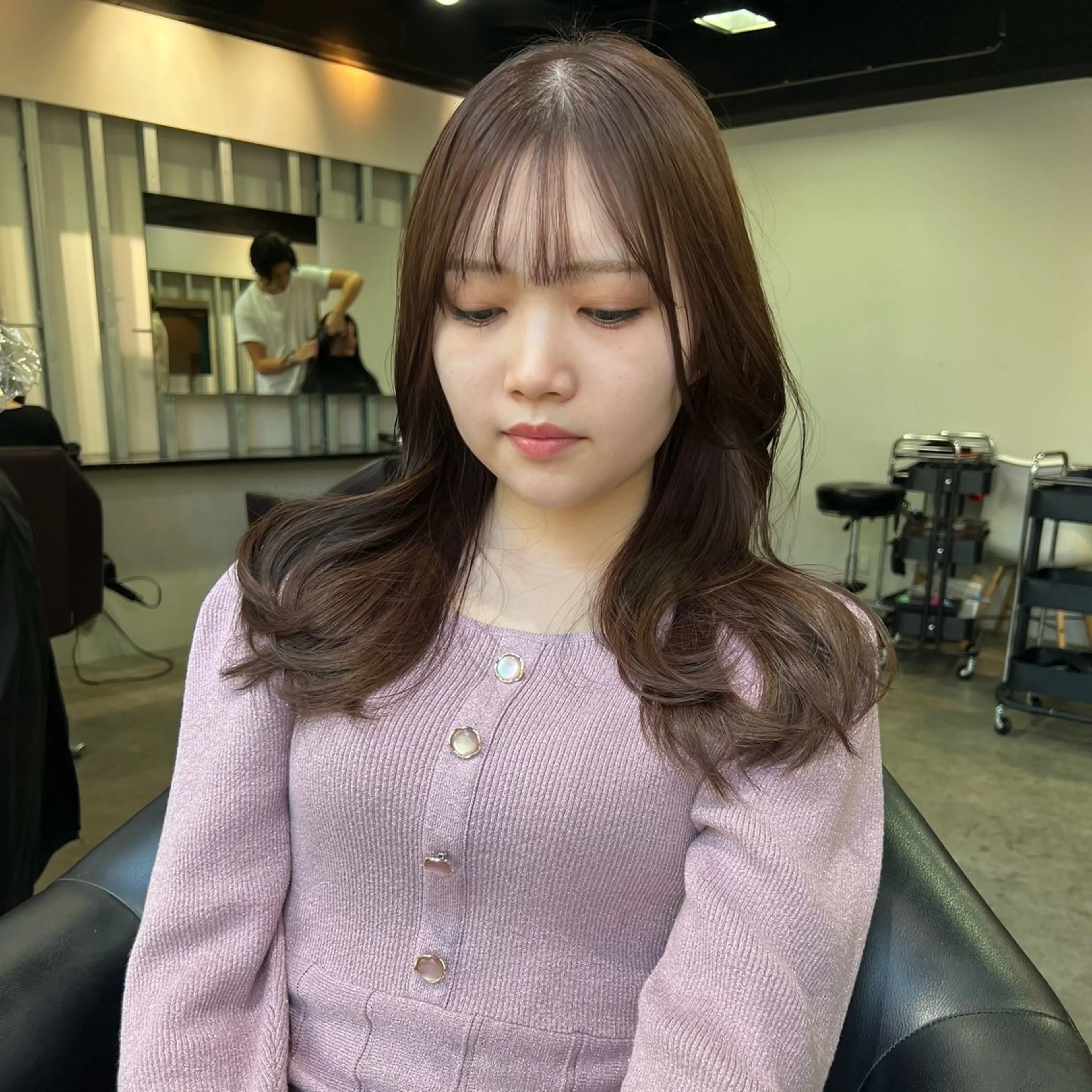 ミディアム カラー カット ヘアカラー トリートメント ヘアセット 韓国ヘア/透明感 カラー🤍yukaのヘアスタイル