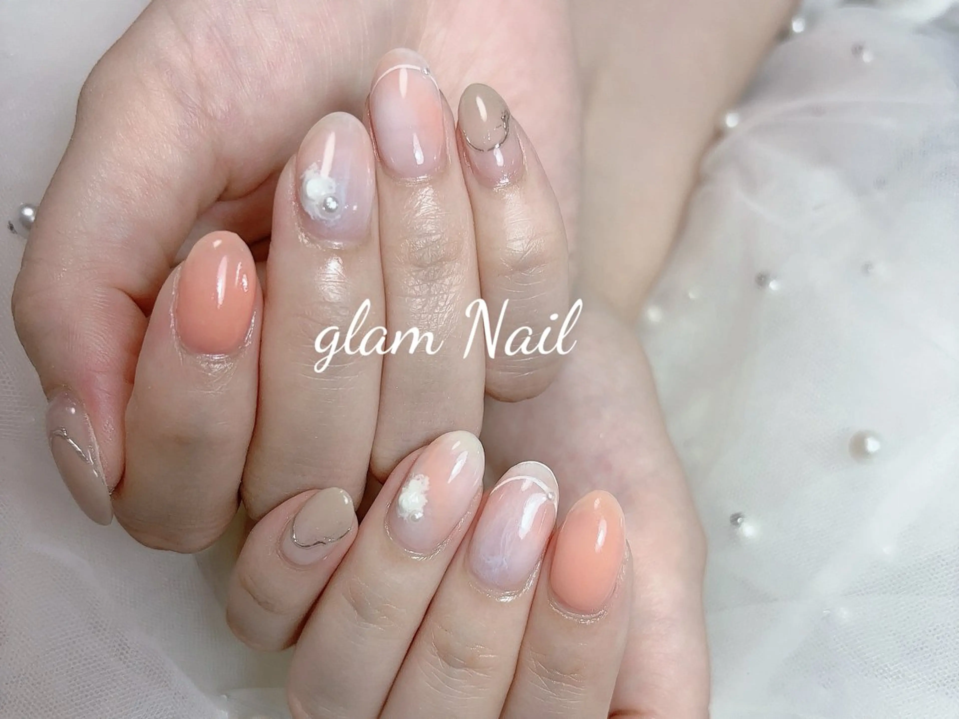 ネイル ハンドネイル エツメ💅 長さだし🎀デザインのネイルデザイン