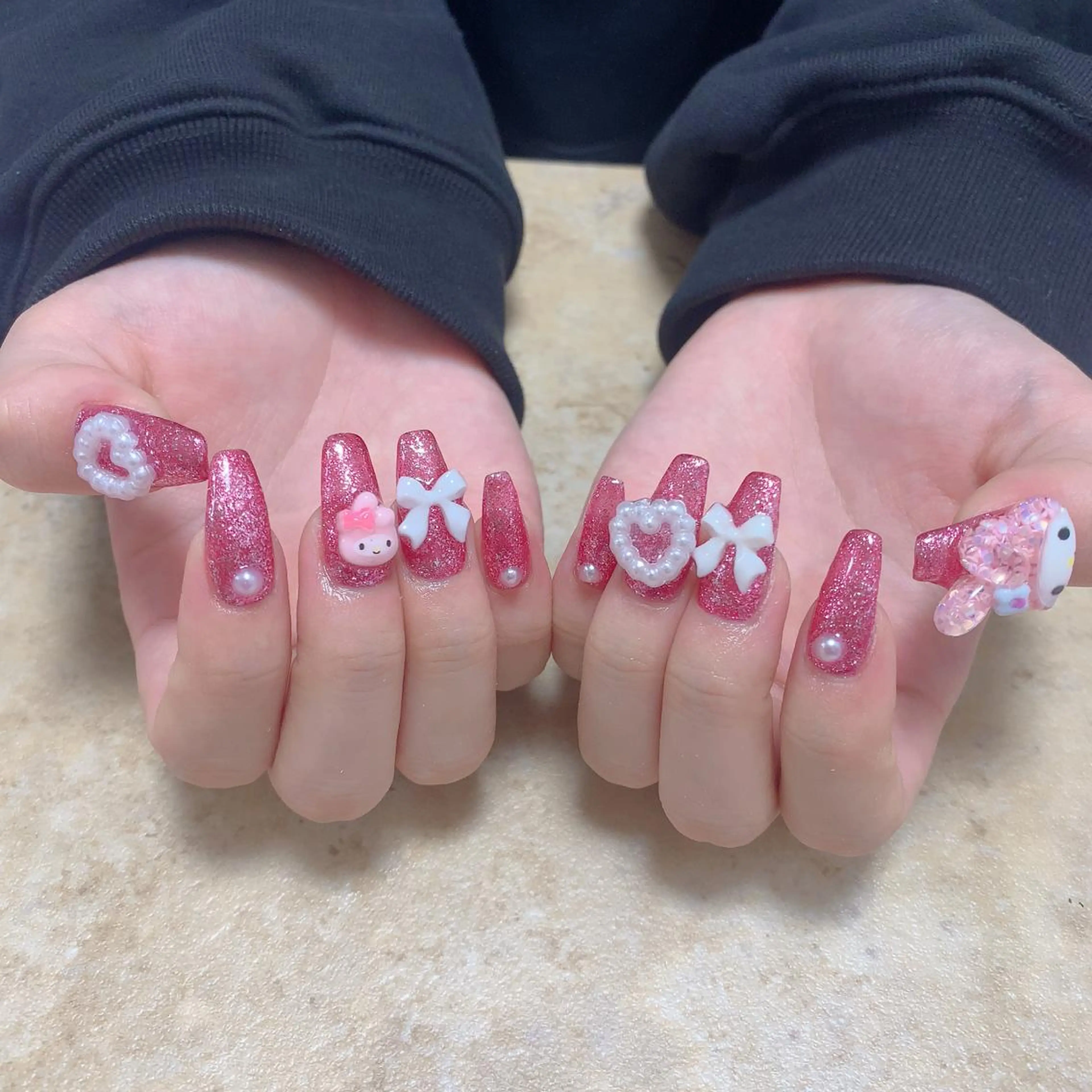 ネイル はな💎ネイル ワンホン、長さ出しのネイルデザイン