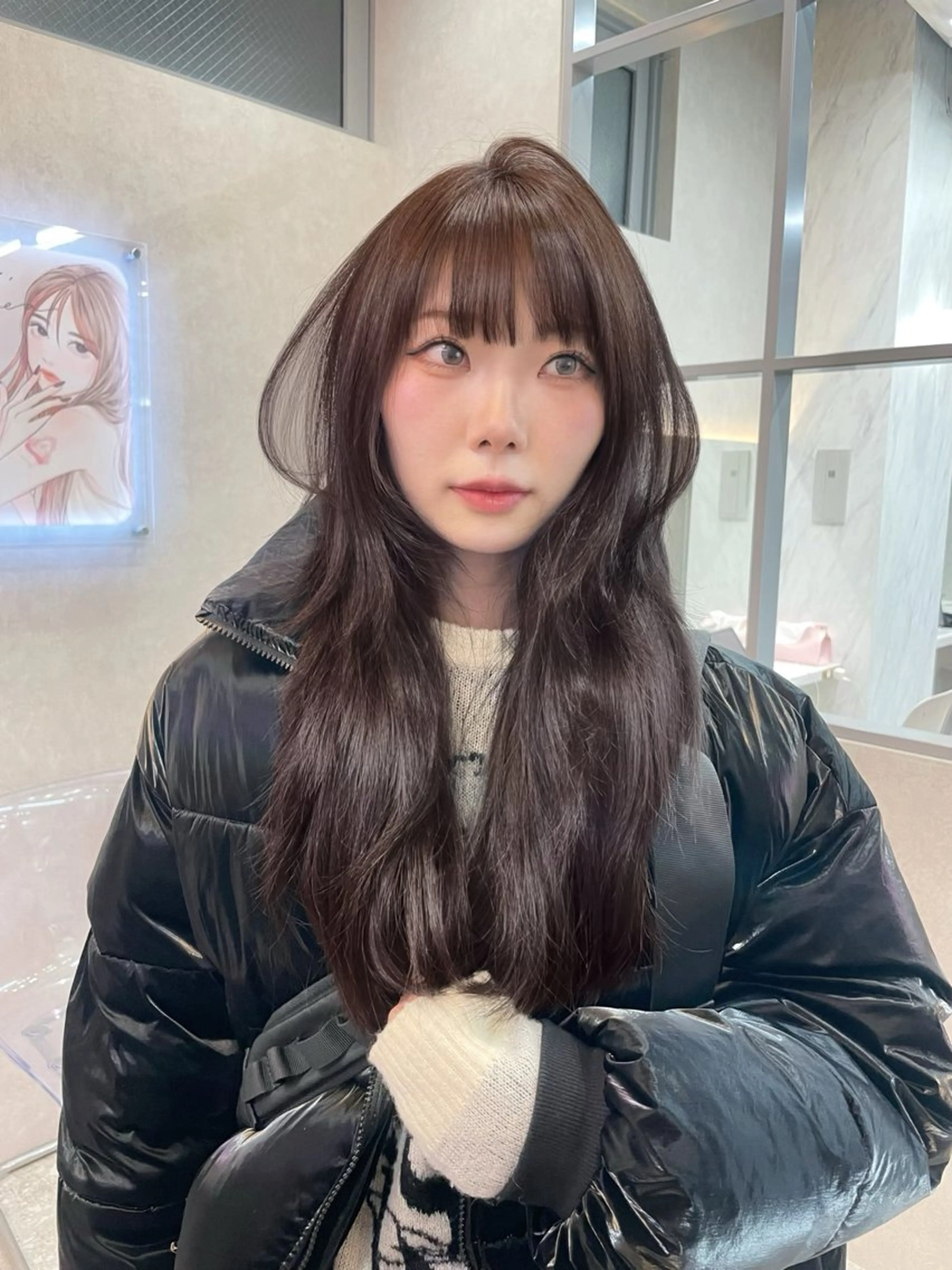 セミロング カット ヘアカラー MOE 福岡韓国ヘア✧︎のヘアスタイル