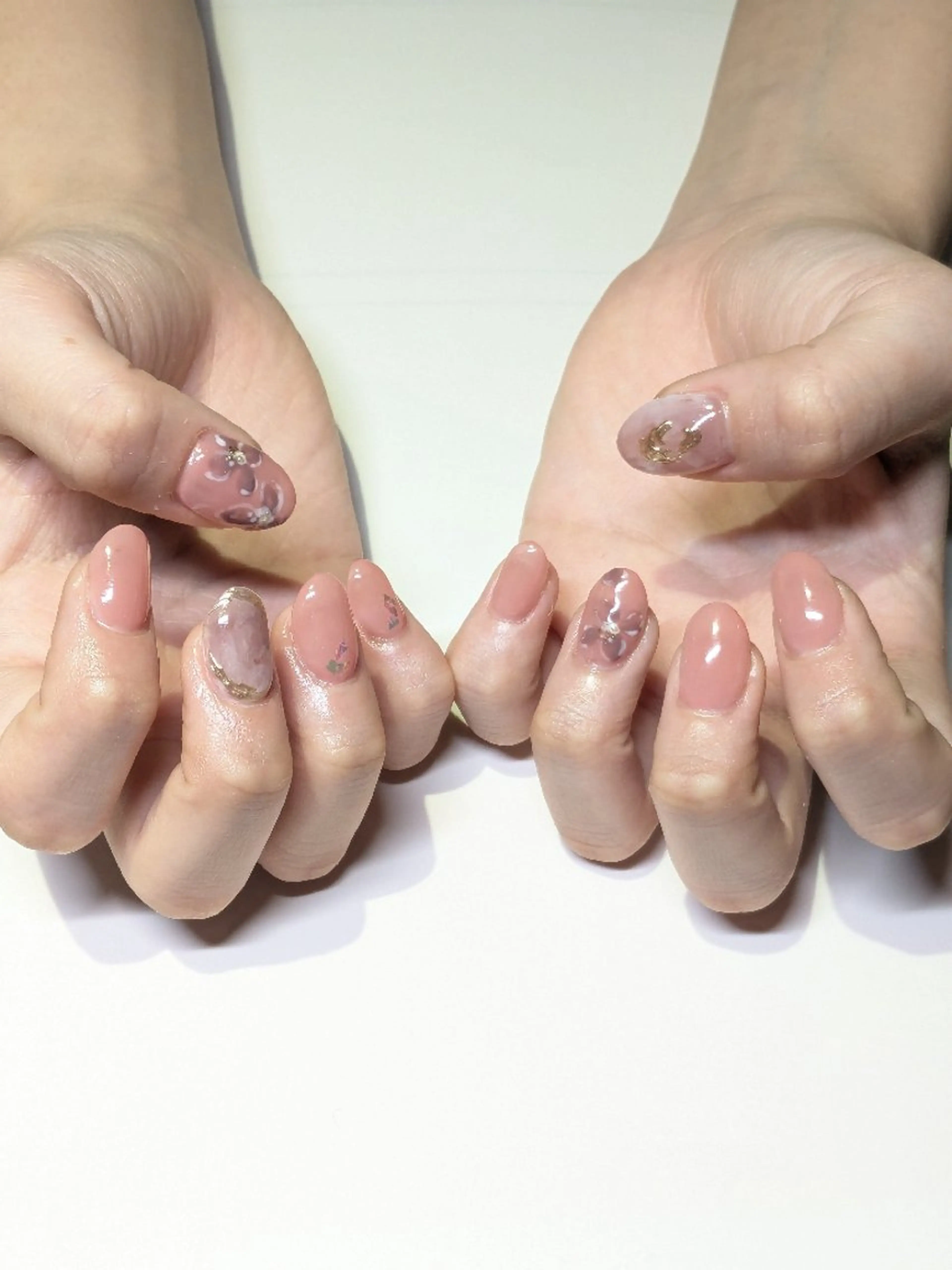 ネイル アートネイル 桜ネイル 持ち込み オフィスネイル ハンドネイル ネイルサロン ゆりかごのネイルデザイン