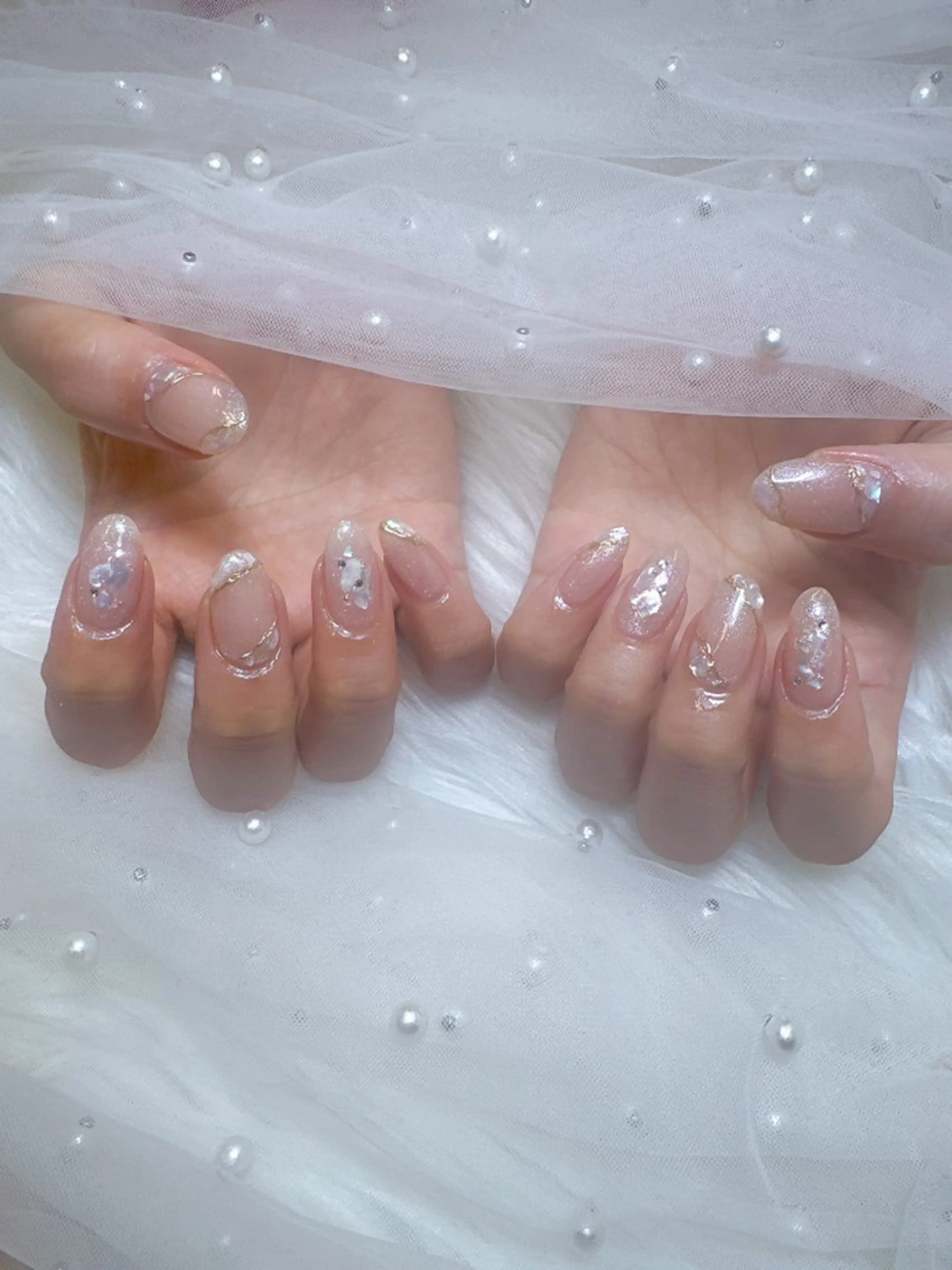 ネイル キラキラネイル 韓国ネイル 持ち込み ワンホンネイル Queeens nailのネイルデザイン