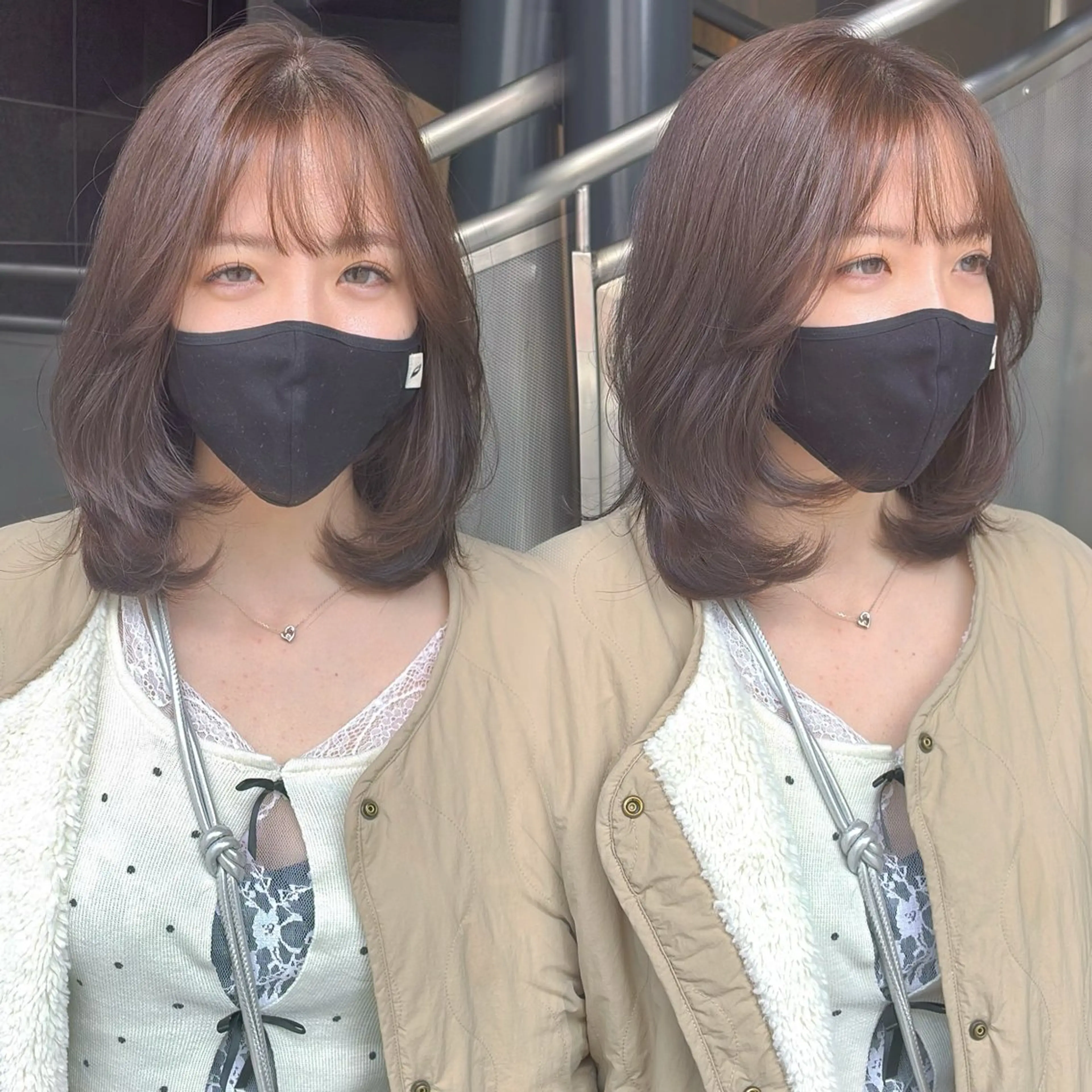 ミディアム レイヤーカット カット ヘアカラー calna 古賀 菜摘のヘアスタイル