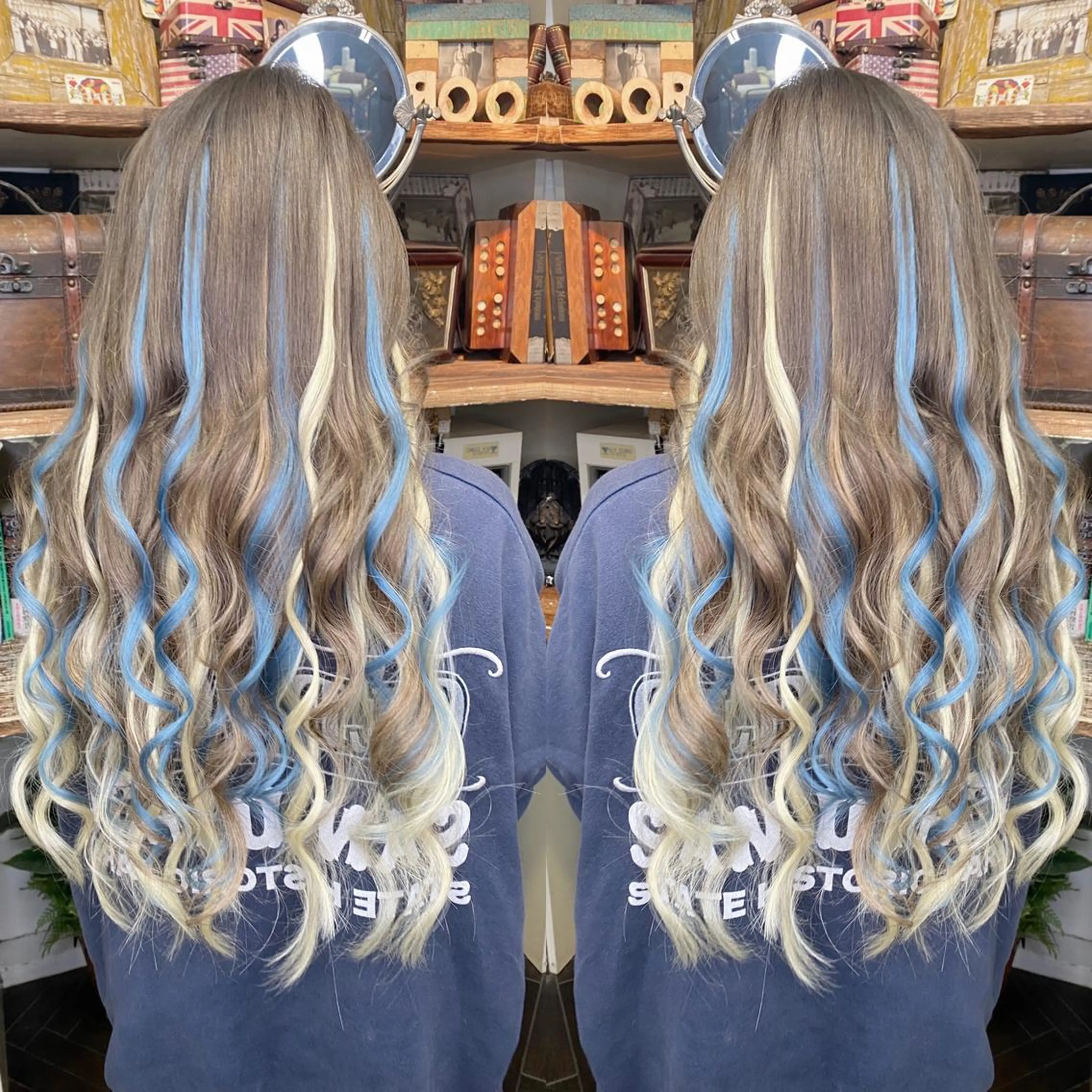 ロング カラー モモカ/ハイトーン /バレイヤージュのヘアスタイル