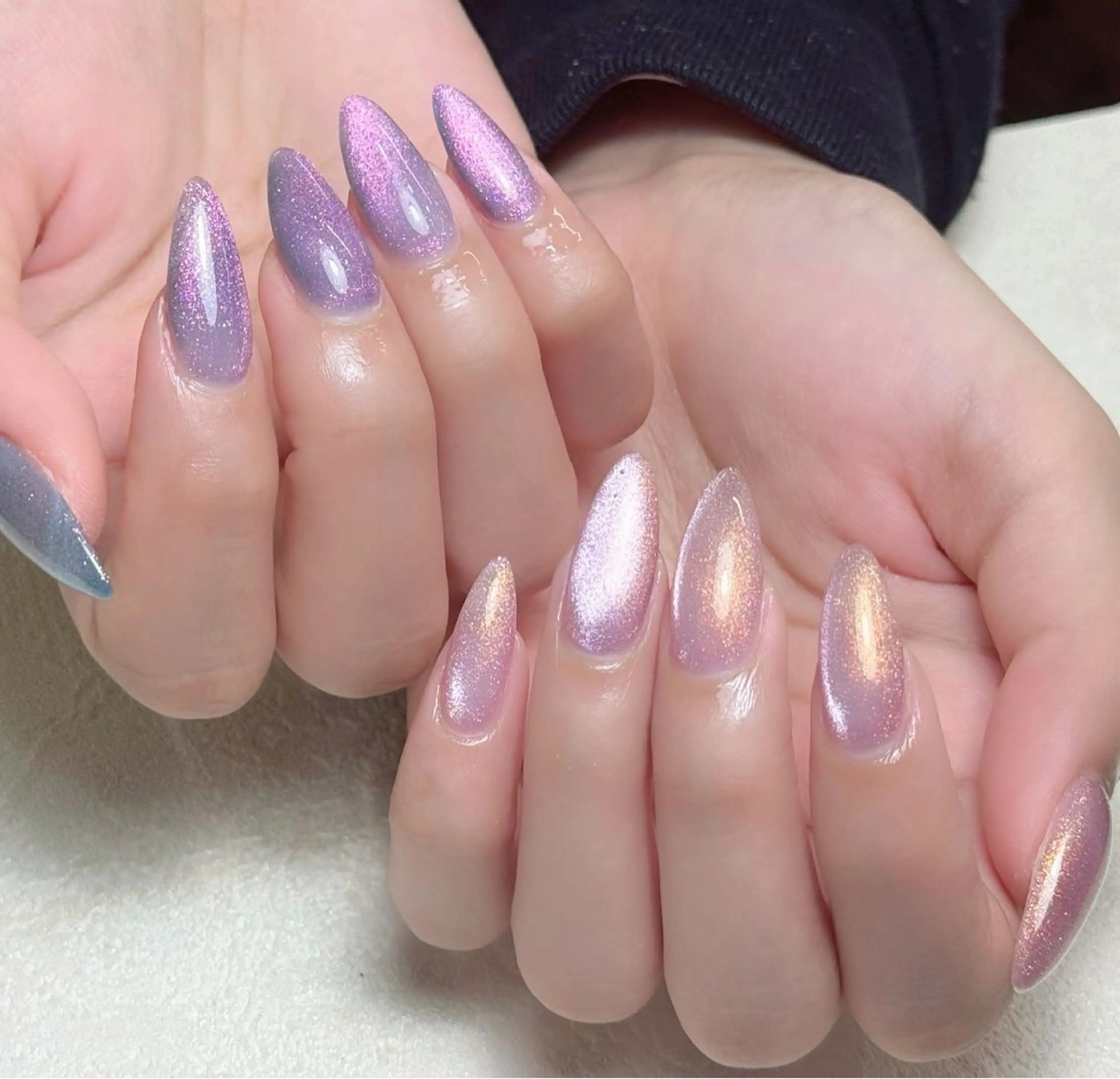 ネイル チークネイル 長さ出し フレンチネイル グラデーション キラキラネイル 中野駅から2分 MEO NAILのネイルデザイン