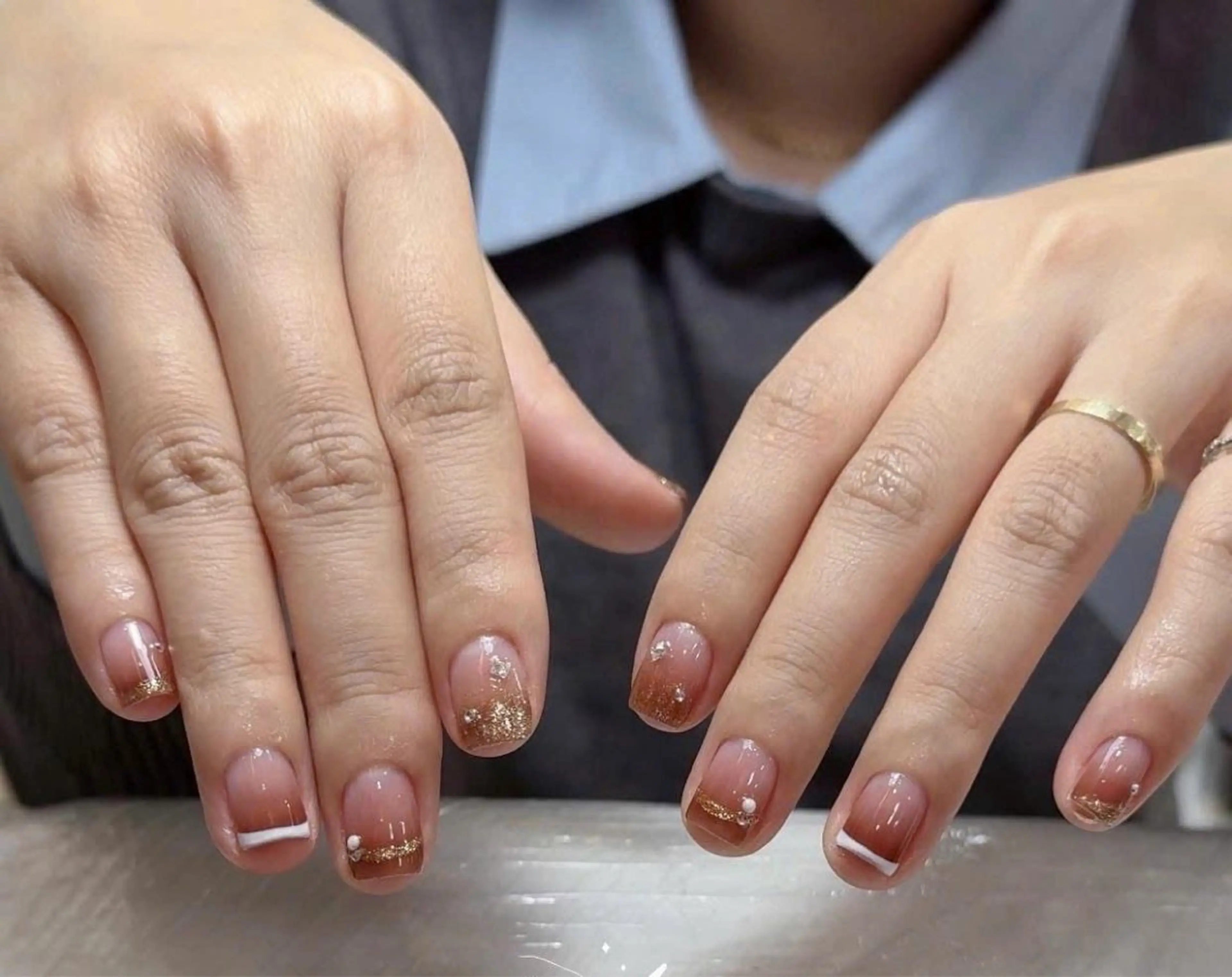 ネイル フレンチネイル ジェルネイル マグネットネイル 持ち込み ニュアンスネイル ハンドネイル Minette Nailのネイルデザイン