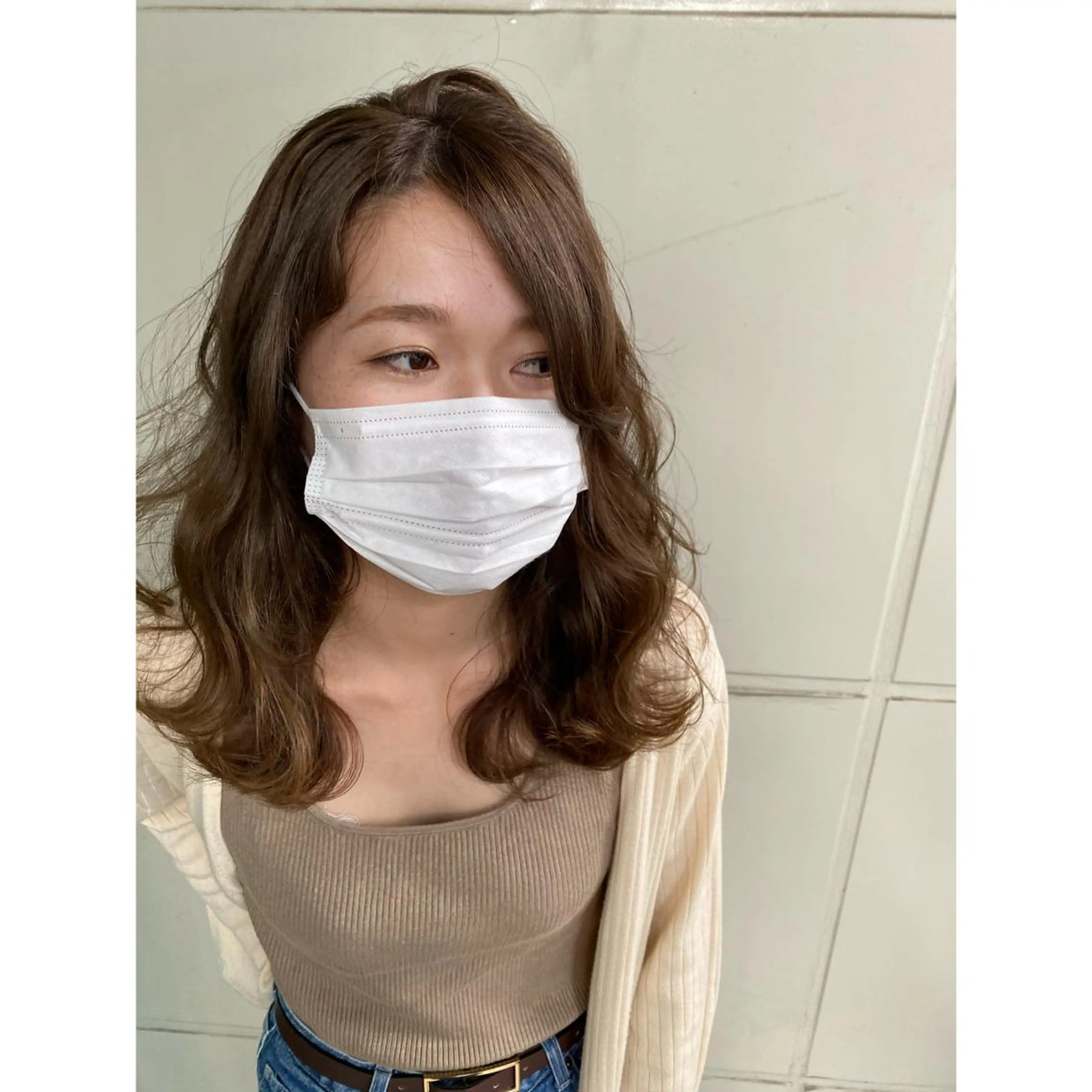 セミロング カラー アッシュ ベージュカラー 田上 (たのうえ)のヘアスタイル