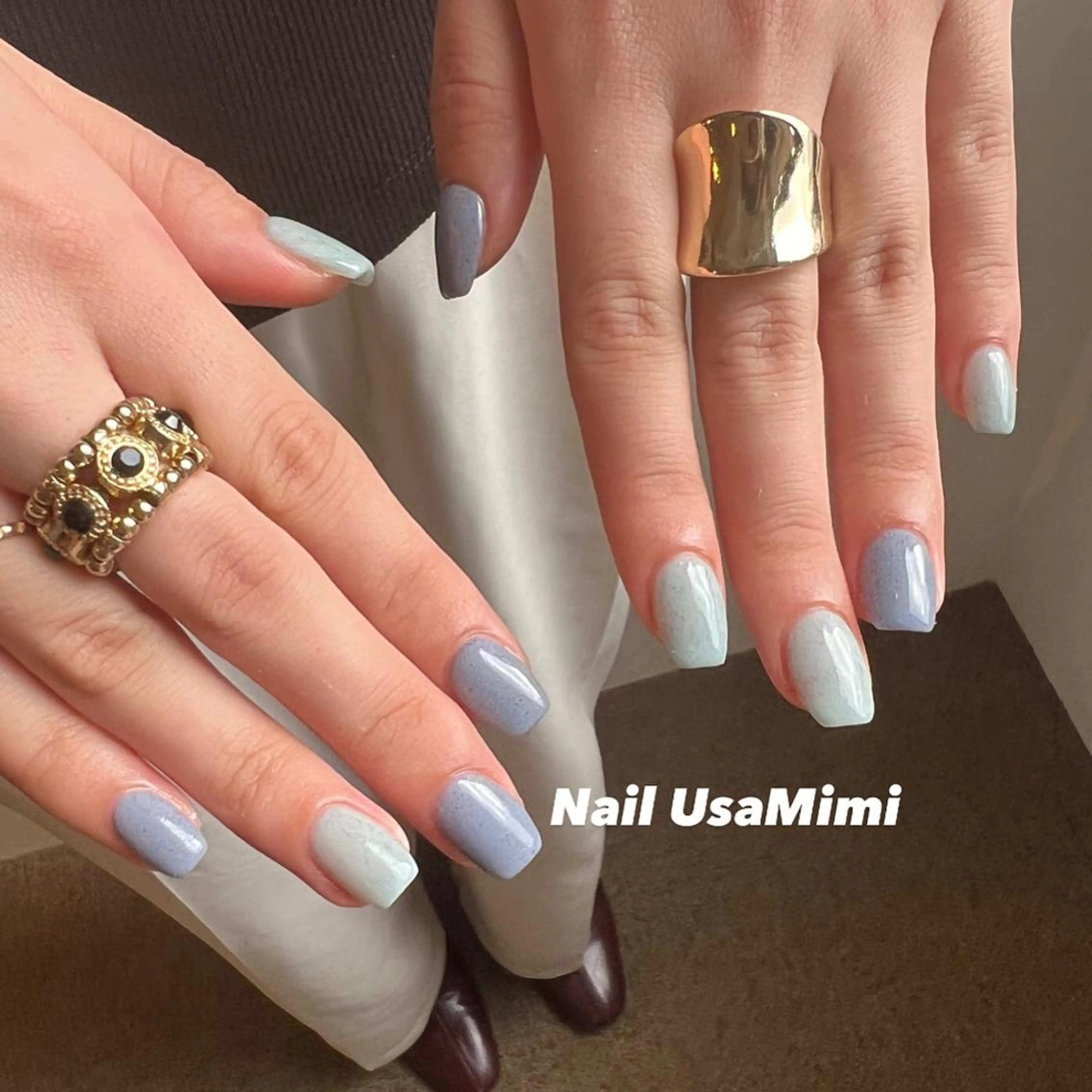 ネイル オーロラネイル フットネイル ジェルネイル 氷ネイル・うるうるネイル キラキラネイル 本町ネイルNail UsaMimiのネイルデザイン