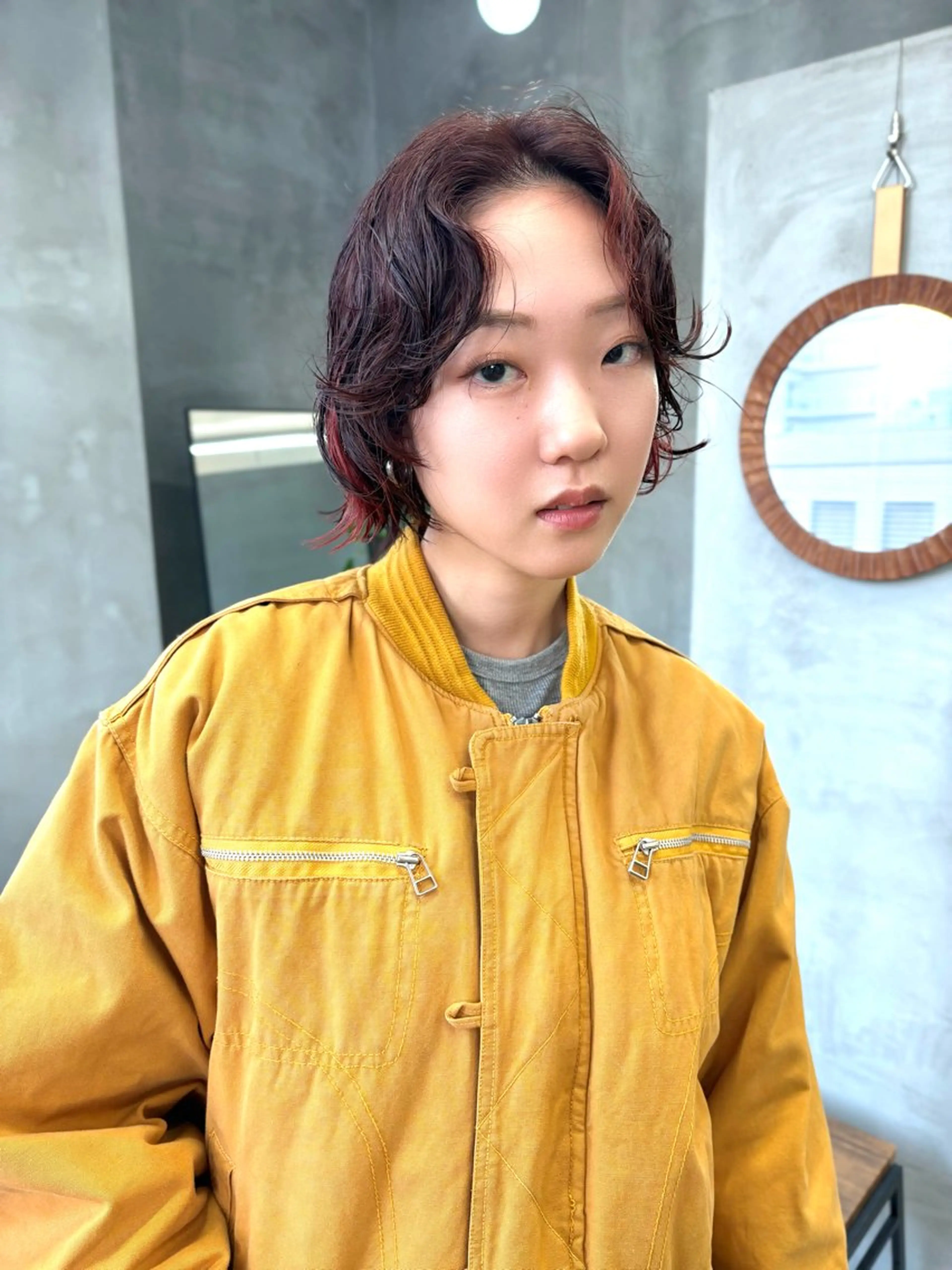 ショート カラー パーマ ブリーチ レッドカラー ボブ カット パーマ トリートメント tetohair 森田浩平のヘアスタイル