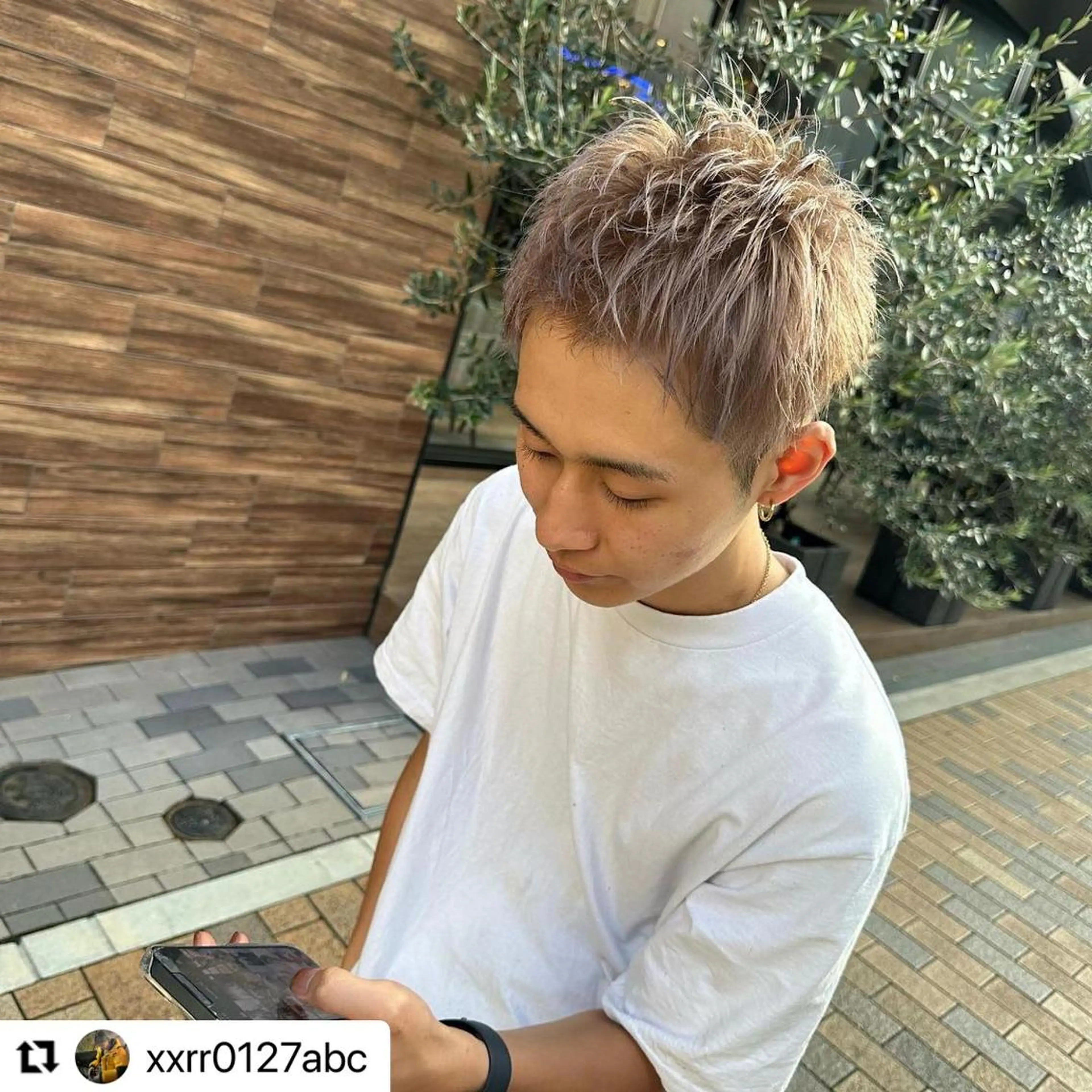 ショート カラー パーマ メンズ メンズブリーチ メンズハイトーン ベージュカラー ブリーチ ハイトーンカラー 🩷Eny terrace🩷のヘアスタイル