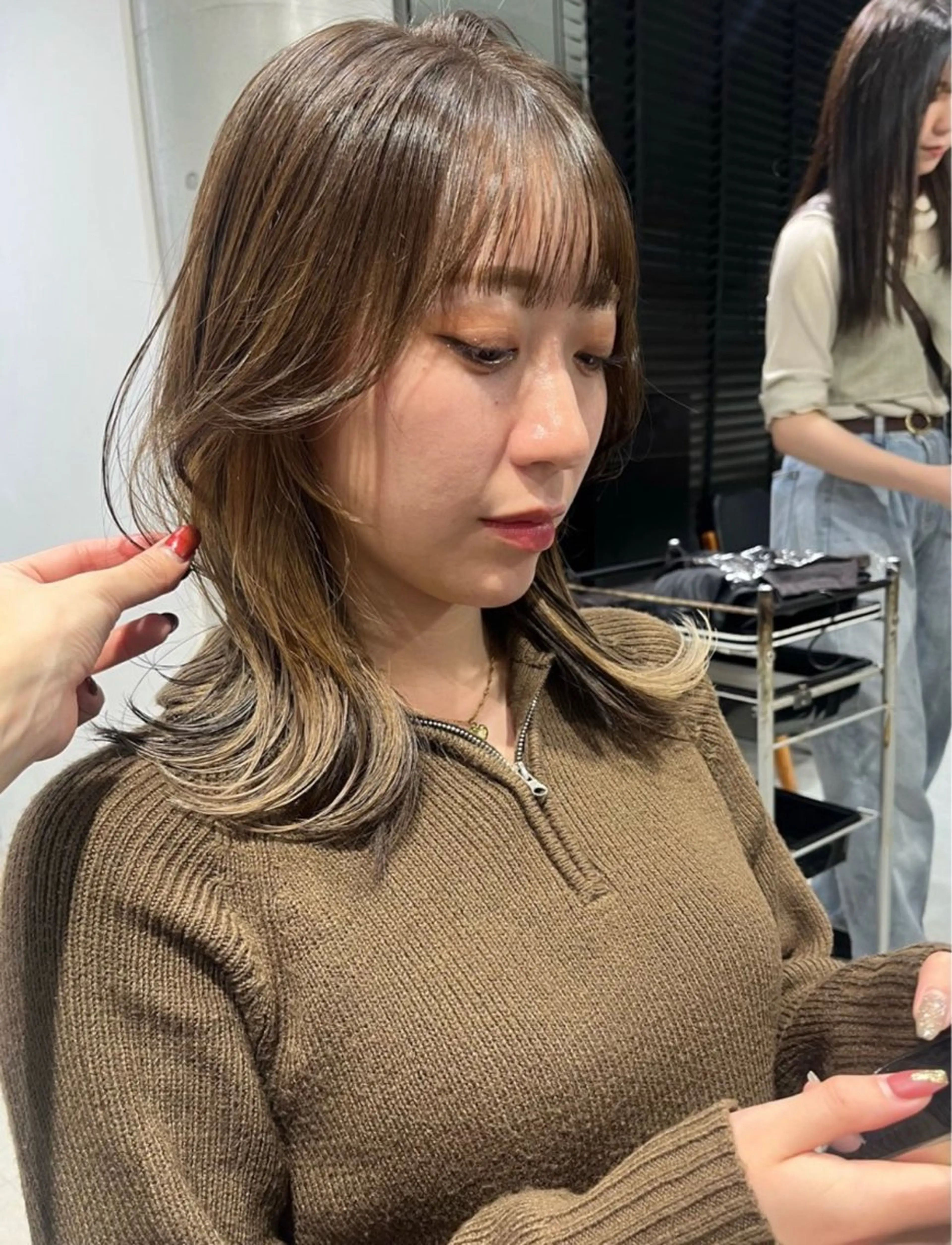 ミディアム カラー パーマ ヘアアレンジ カット ヘアカラー トリートメント ヘッドスパ ヘアセット 透明感/オリーブ/ グレージュ/YUKAのヘアスタイル