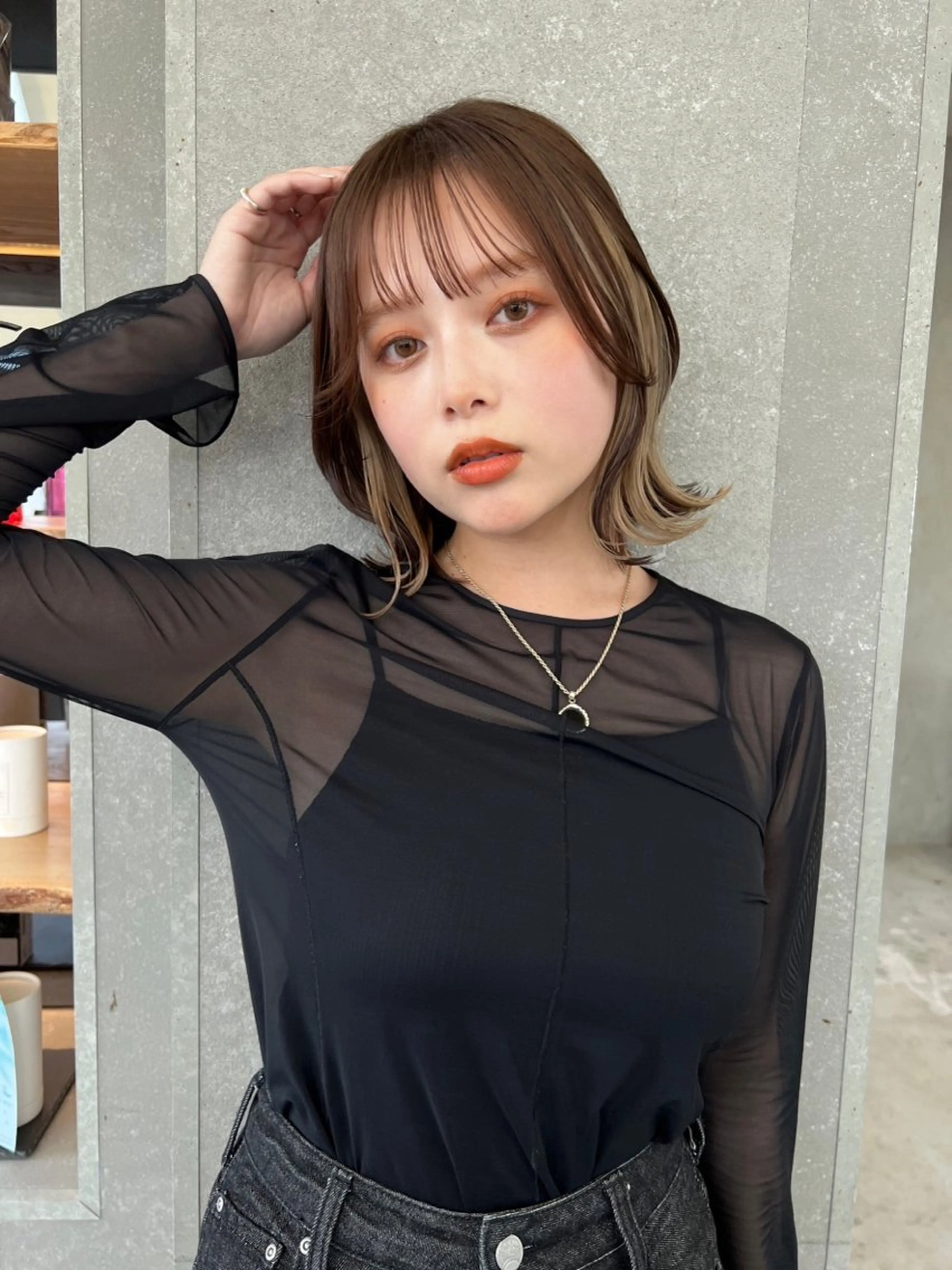 ミディアム Misaki /ボブ/縮毛矯正のヘアスタイル