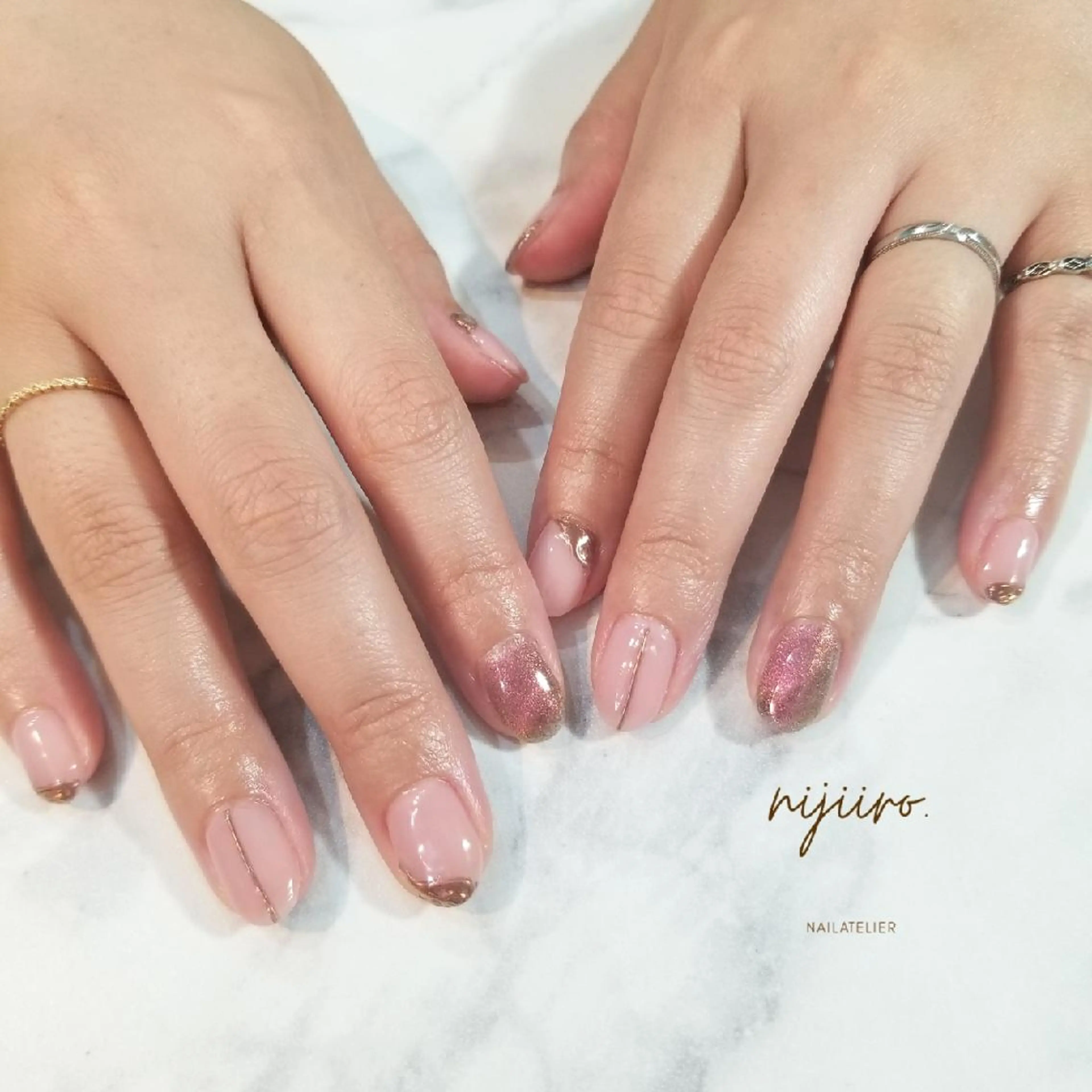 ネイル ブラウン ミラーネイル ハンドネイル nijiiro🌈 サトウのネイルデザイン