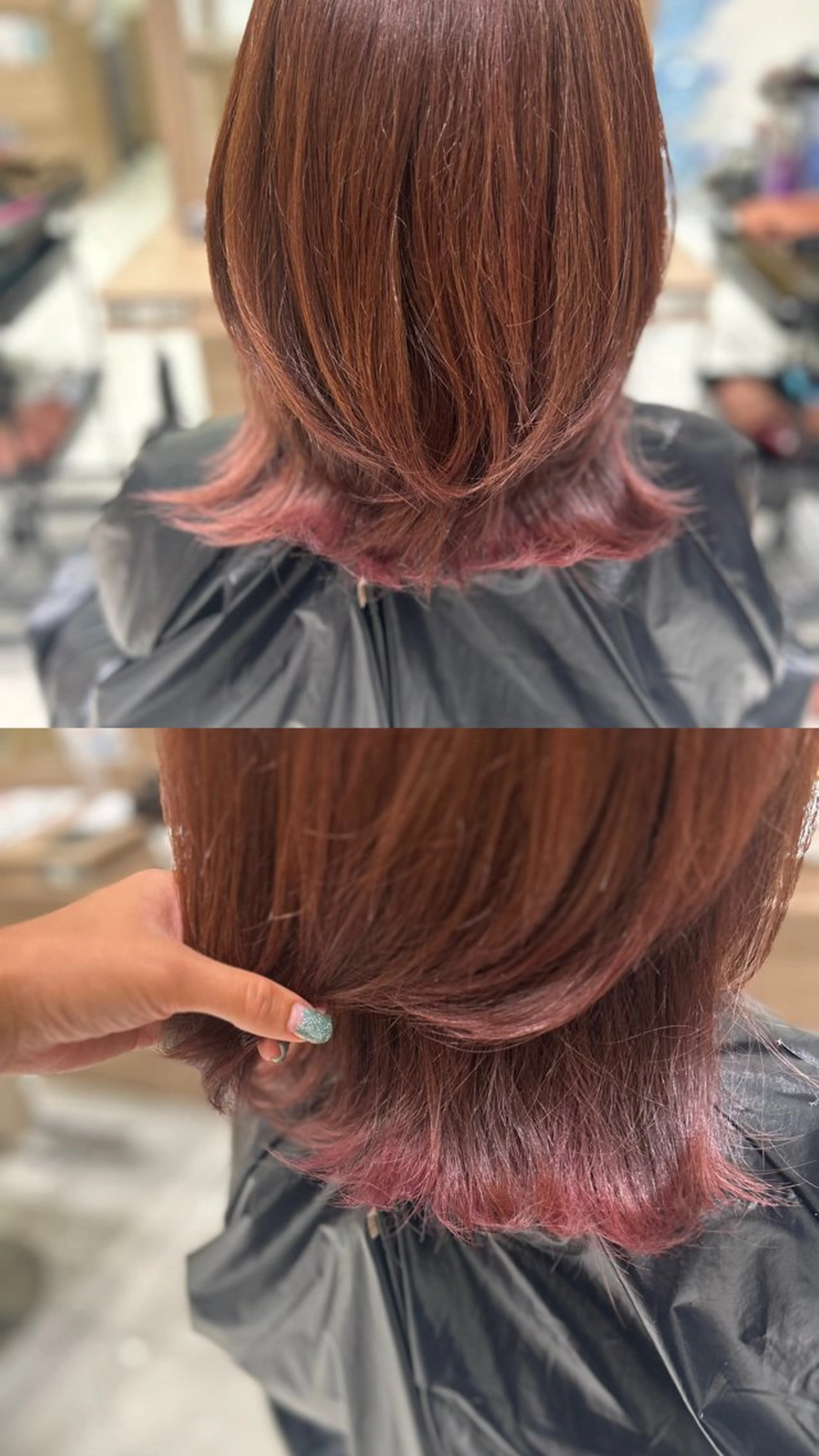 ミディアム ピンクブラウン ヘアカラー トリートメント Julia🖤 縮毛矯正🌬️🩵のヘアスタイル