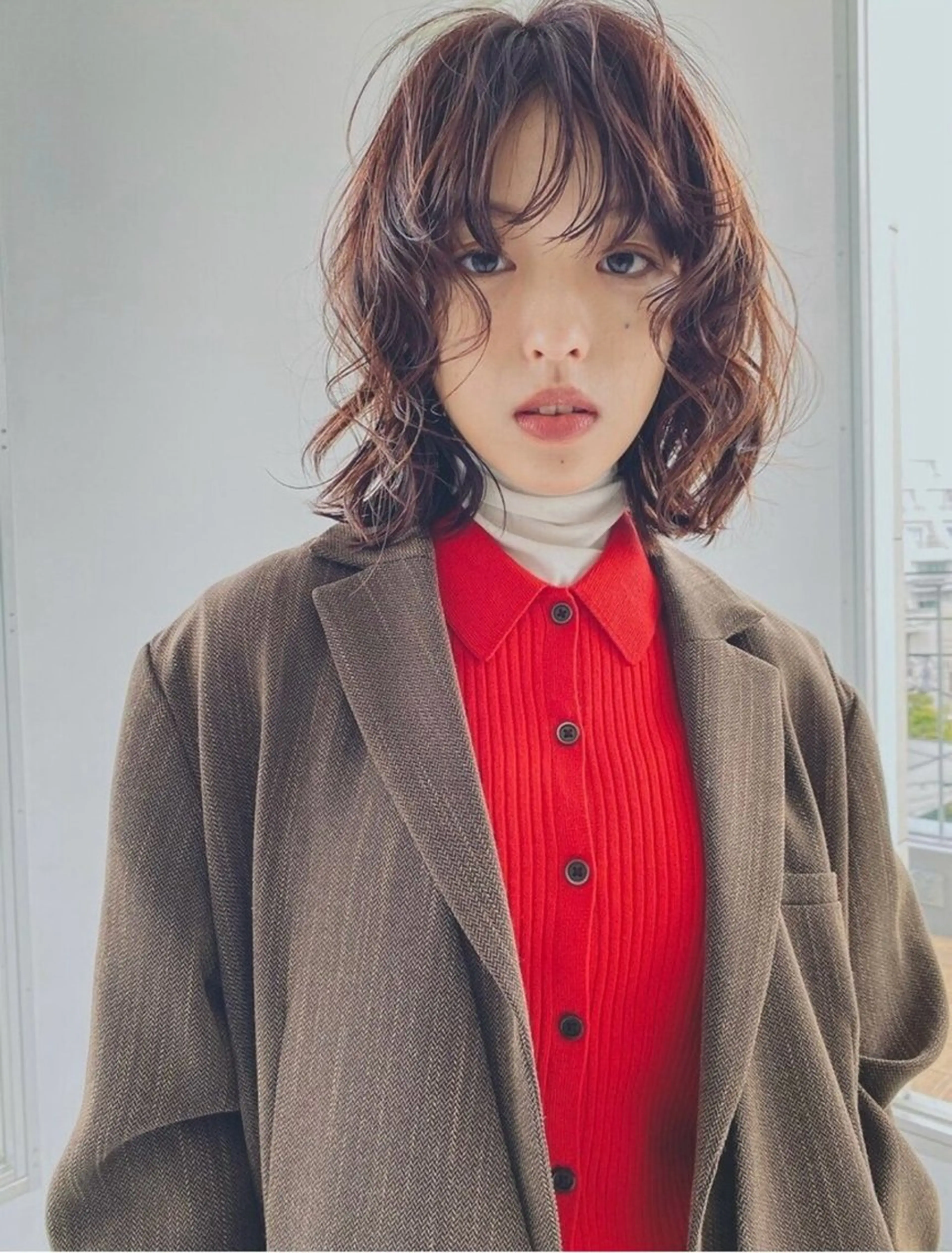 パーマ 小顔矯正/レイヤー 透明感カラー✨生真のヘアスタイル