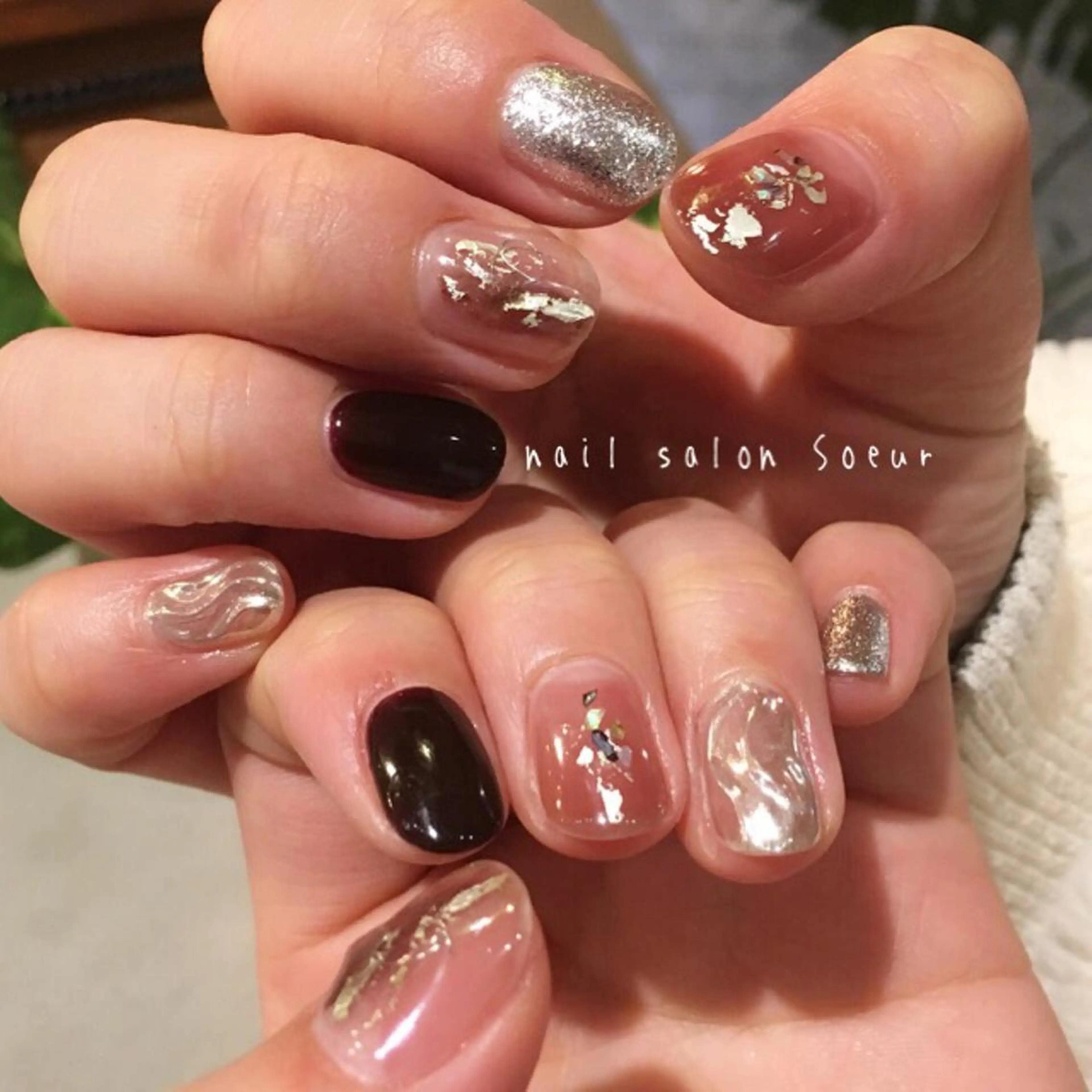 ネイル アートネイル 長さ出し ジェルネイル マットネイル ミラーネイル ハンドネイル nail salon Soeurのネイルデザイン