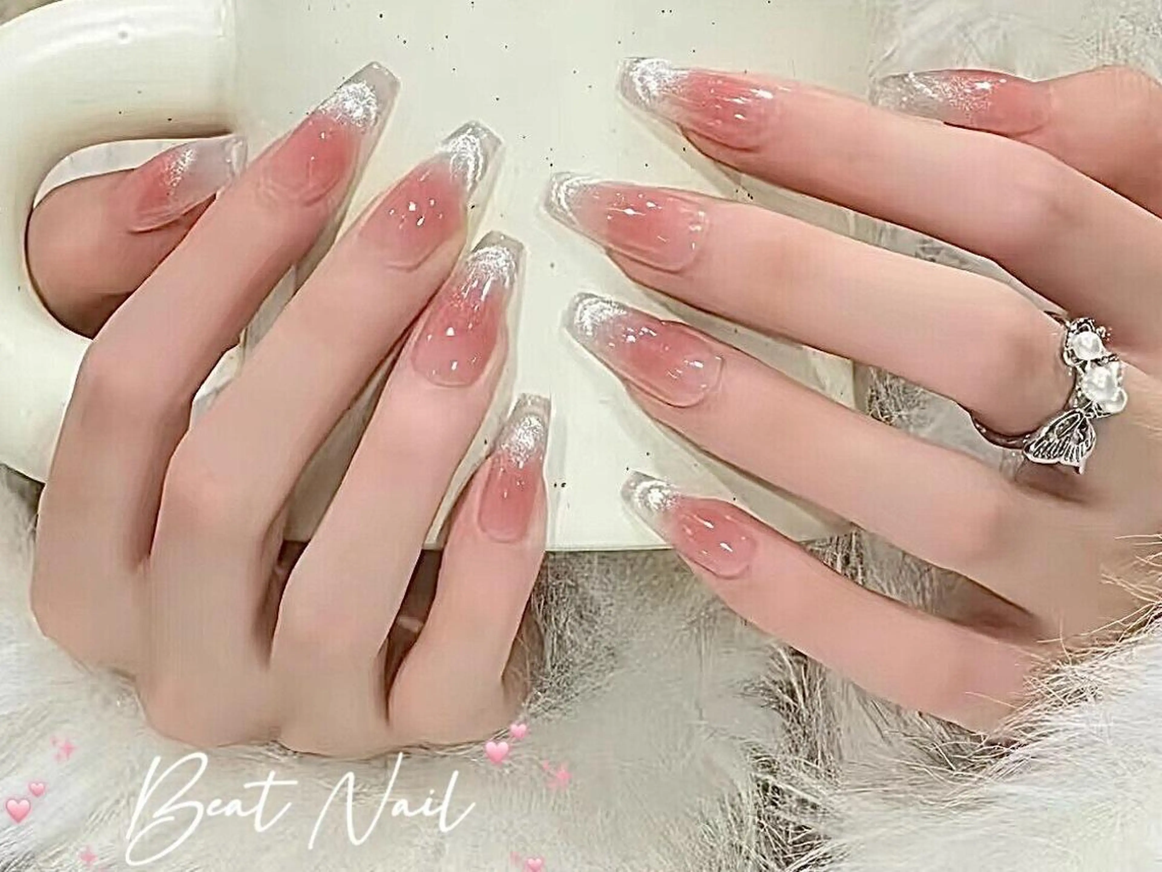 【人気No.1】初春桜色ワンホンチーク+マグネットネイル6000円#フィルイン対応の写真