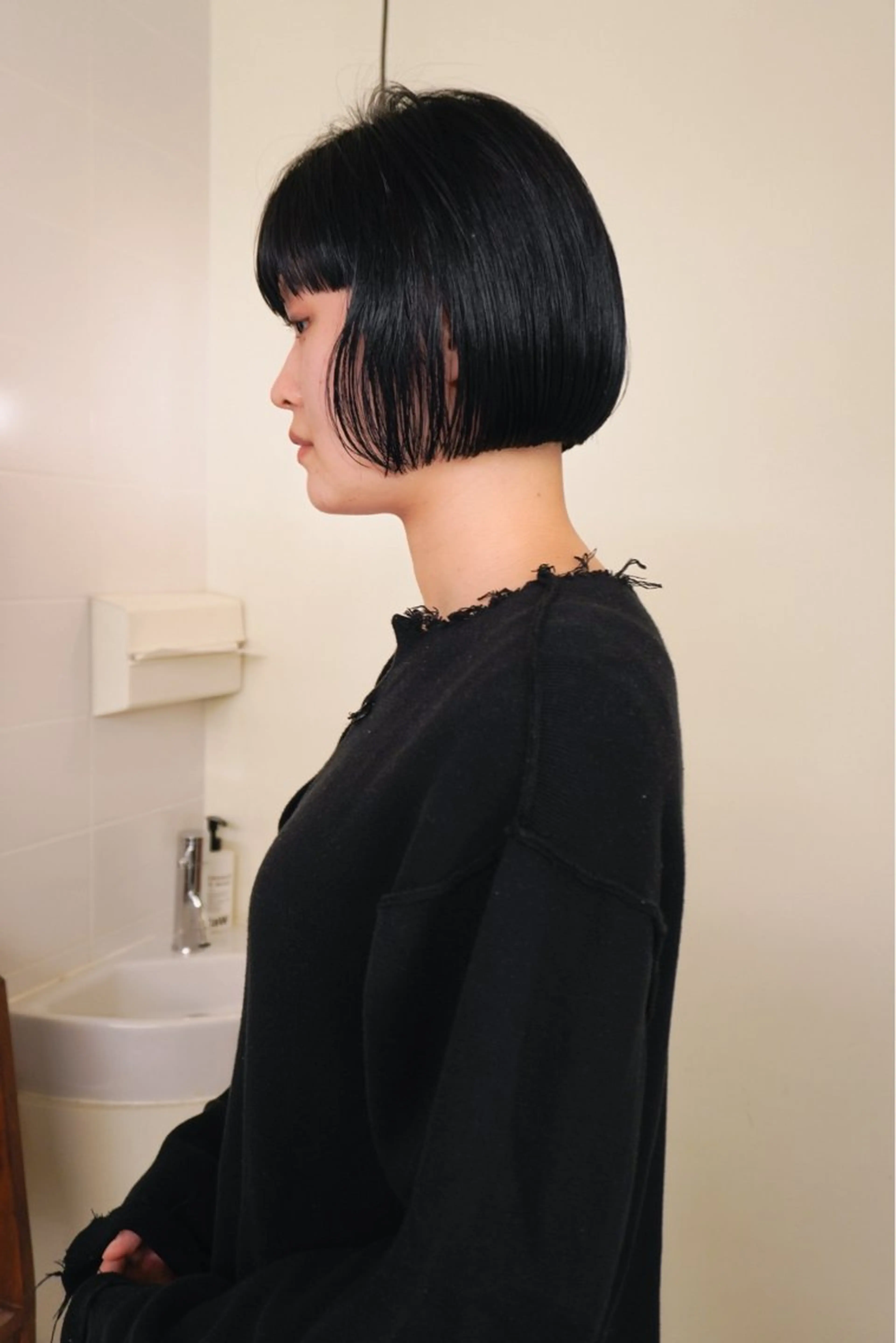 ショート カラー 黒髪 透明感カラー ボブ カット ヘアカラー トリートメント メンズハイトーン/栄 /イトウタケルのヘアスタイル