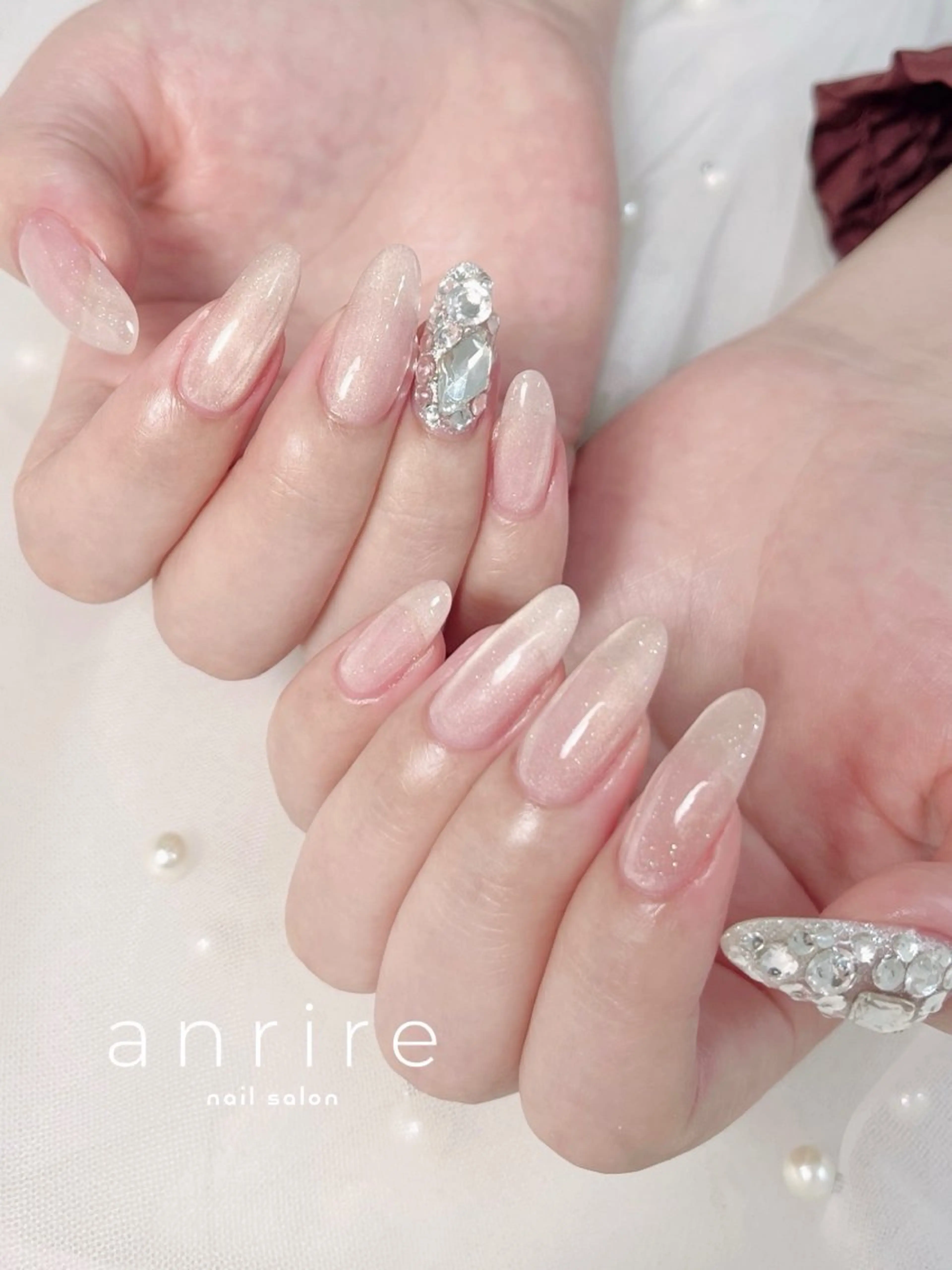 ネイル フラッシュネイル 氷ネイル・うるうるネイル マグネットネイル 春ネイル nailsalon anrireのネイルデザイン