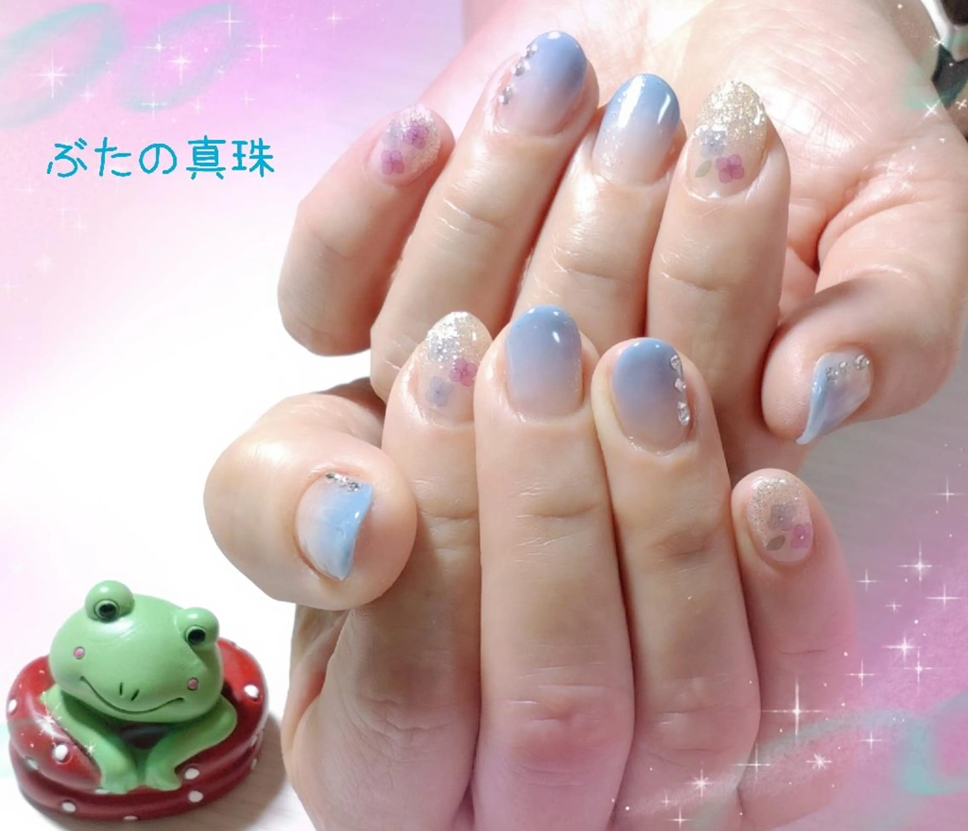 ネイル ブルー ハンドネイル 林 珠里のネイルデザイン