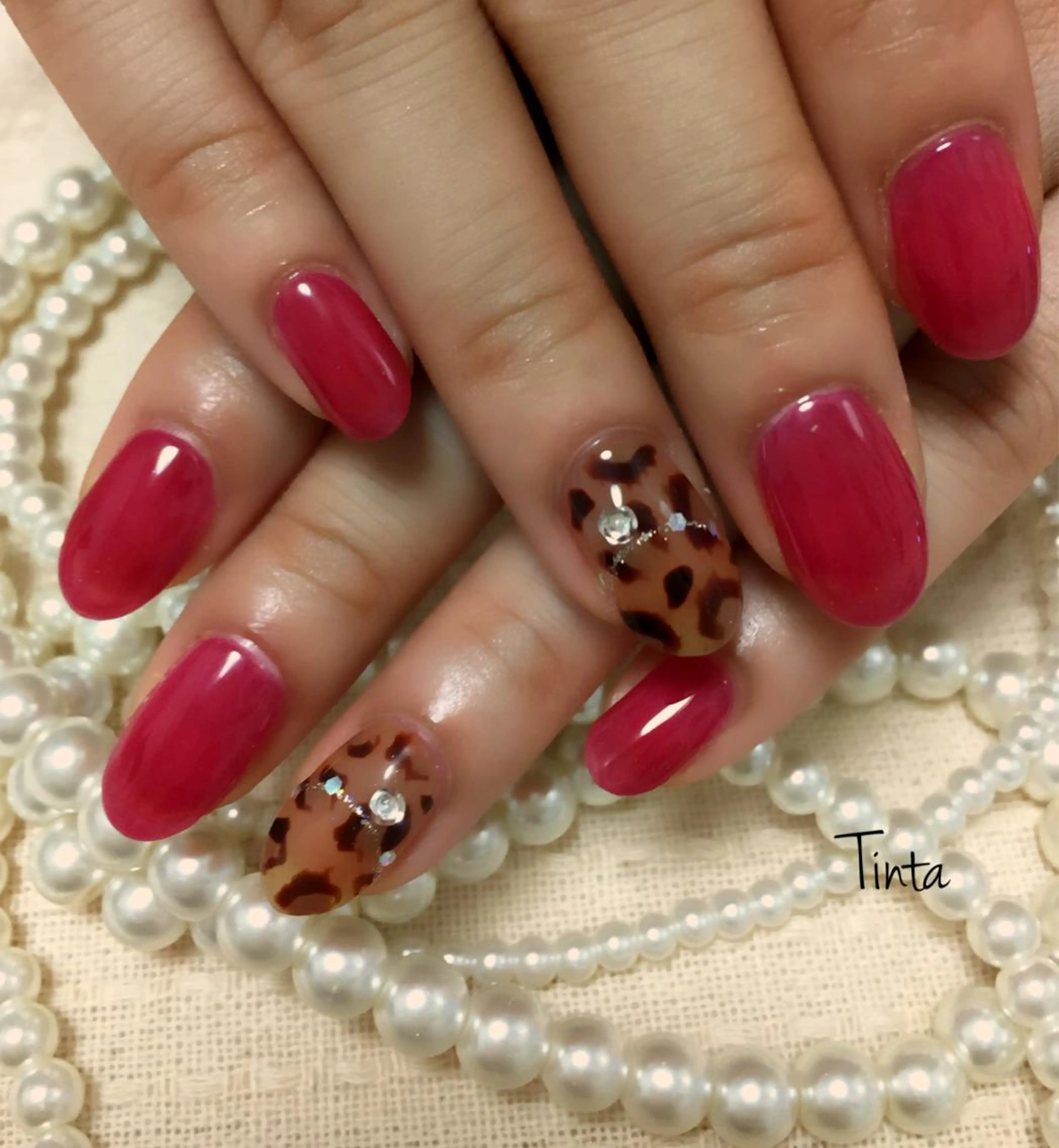 ネイル アニマル柄 ボルドー 馬場 典子のネイルデザイン