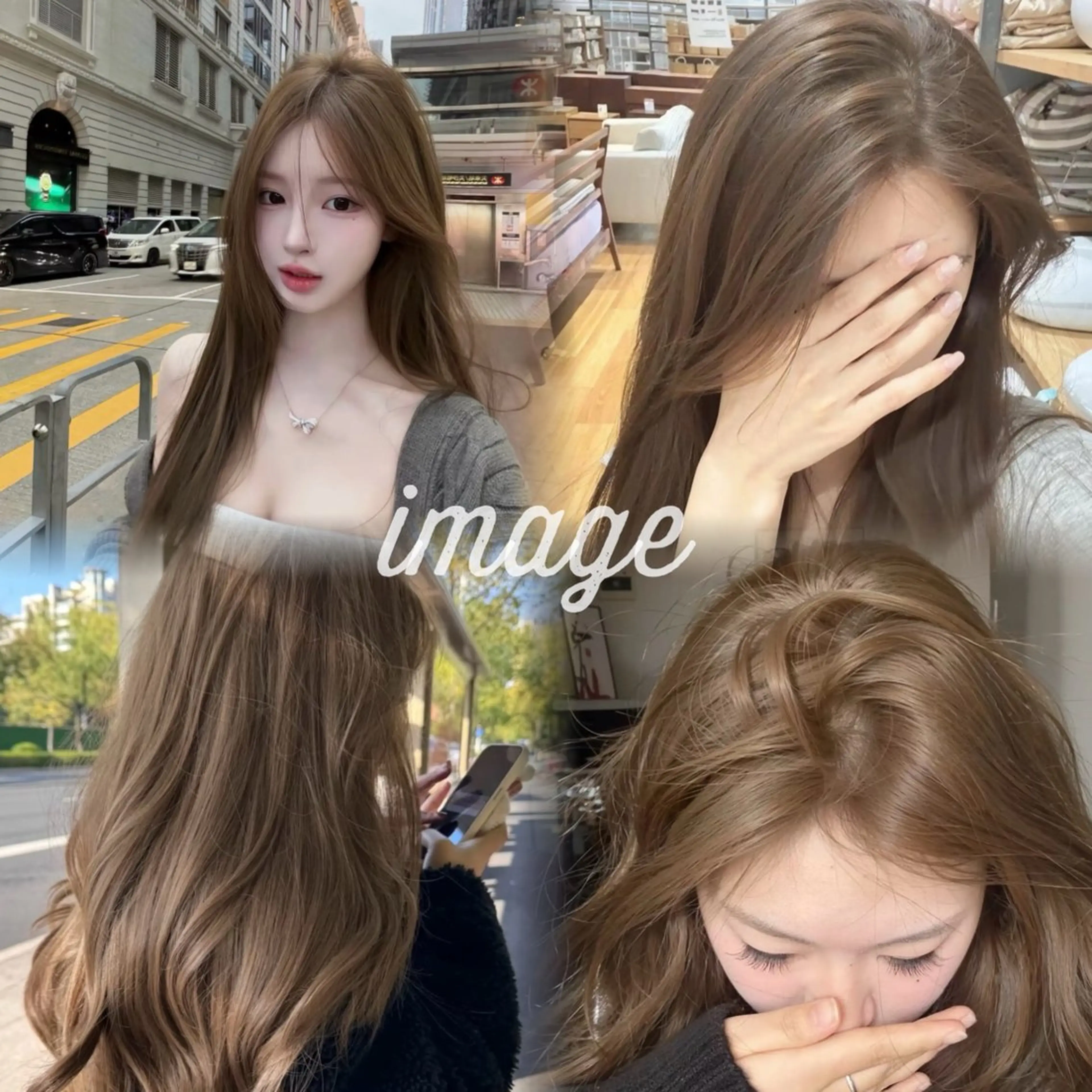 ロング カラー ベージュカラー 透明感カラー オリーブベージュ suzuka韓国 𝒉𝒂𝒊𝒓🫧のヘアスタイル
